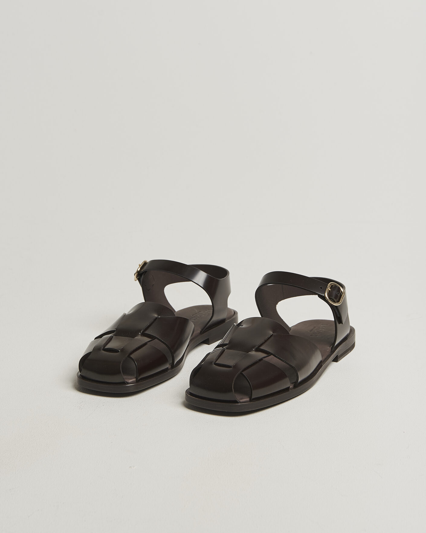 Heren | Sandalen slides | Lardini | Marcel Leather Sandal Dark Brown