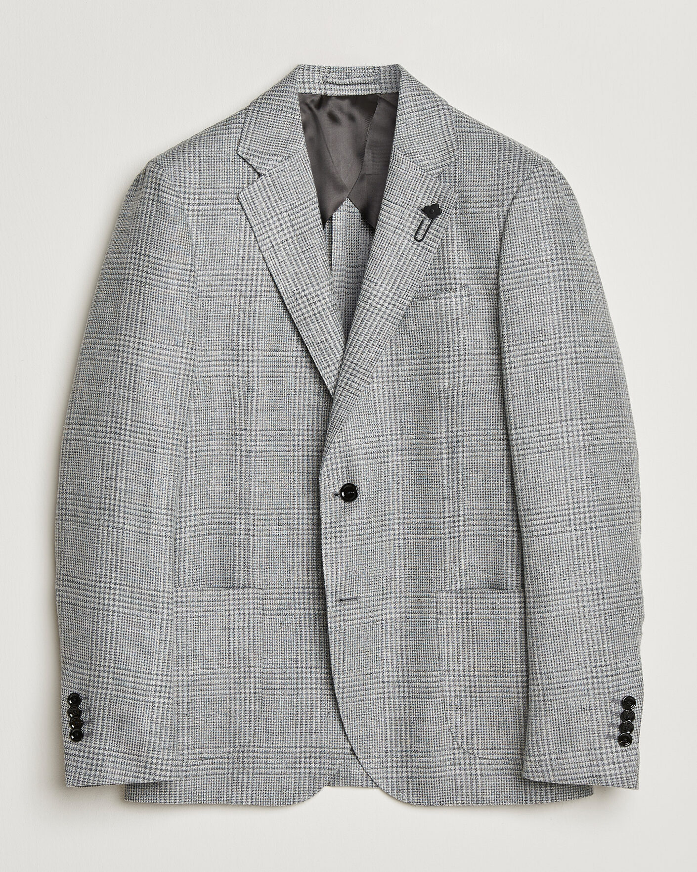 Heren | Blazers | Lardini | Checked Linen/Wool Blazer Grey