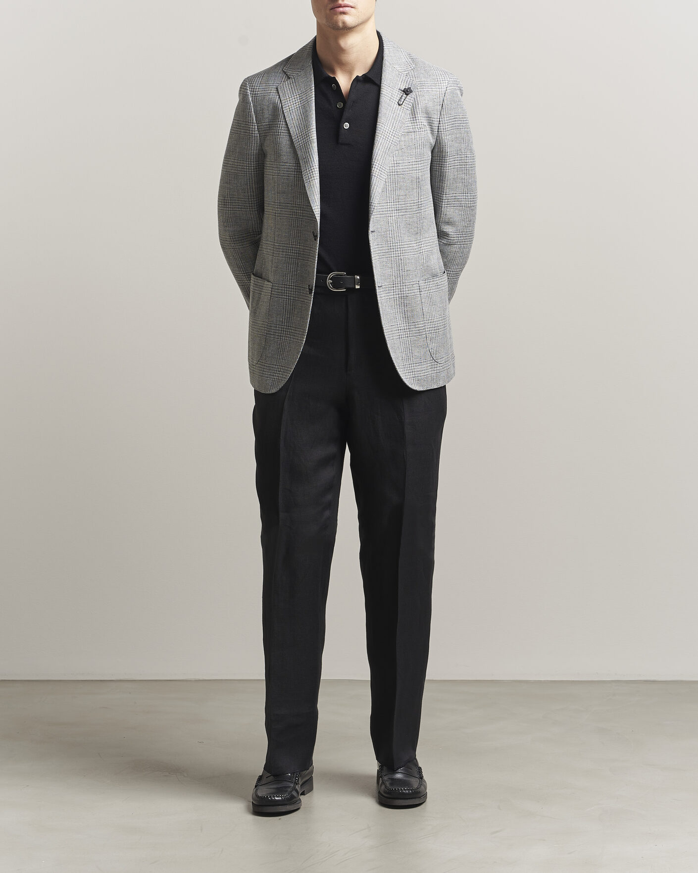 Heren | Blazers | Lardini | Checked Linen/Wool Blazer Grey