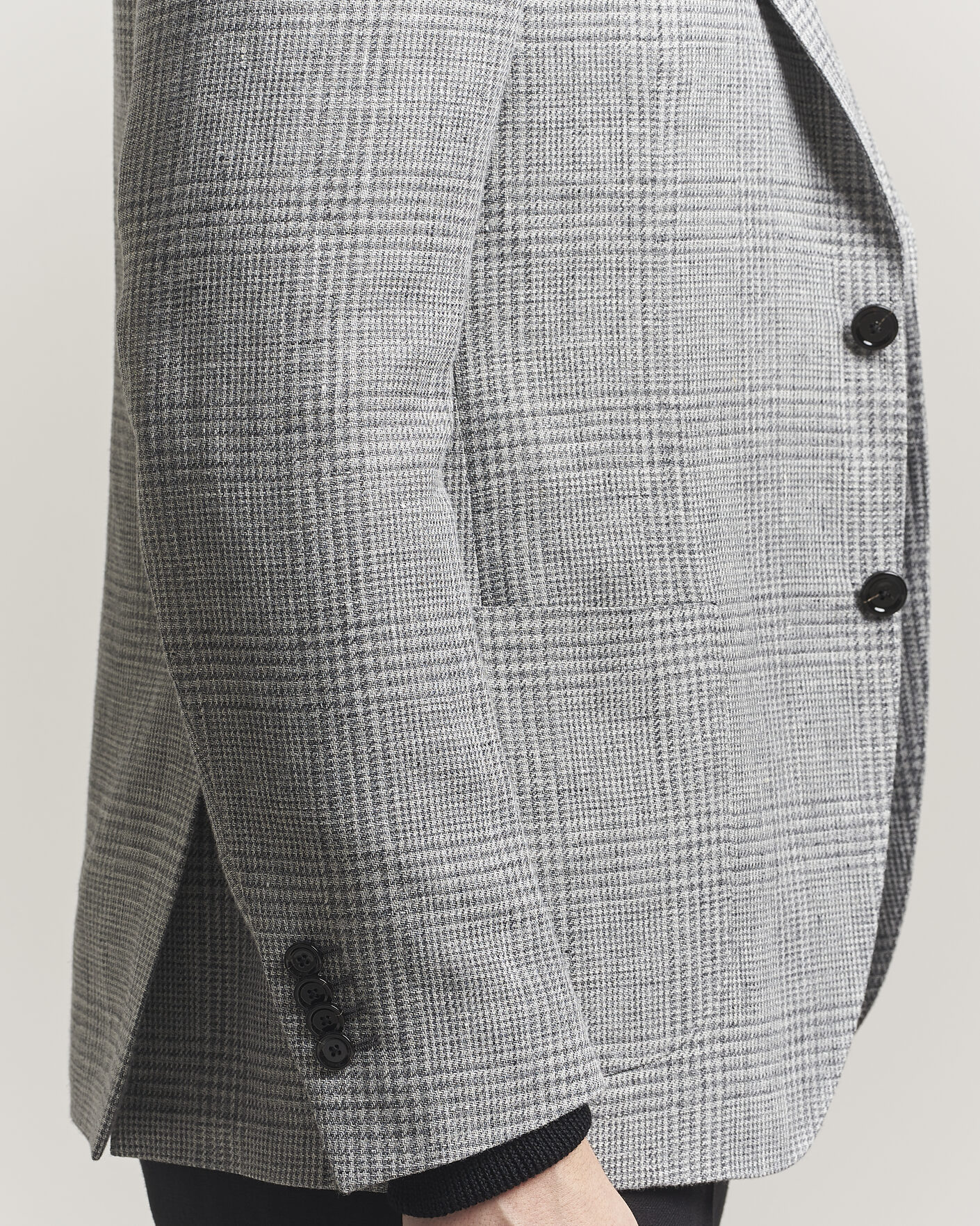 Heren | Blazers | Lardini | Checked Linen/Wool Blazer Grey