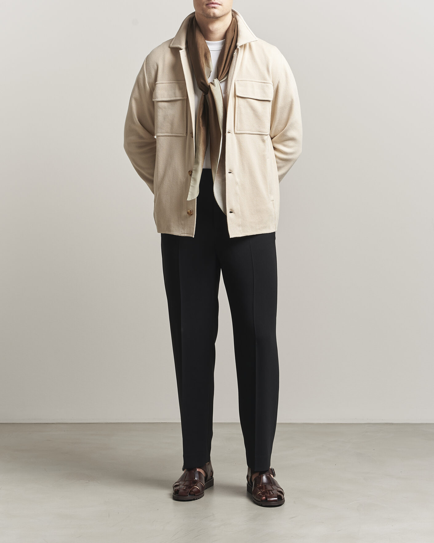 Heren | Jassen | Lardini | Knitted Cotton Pocket Shirt Jacket Beige
