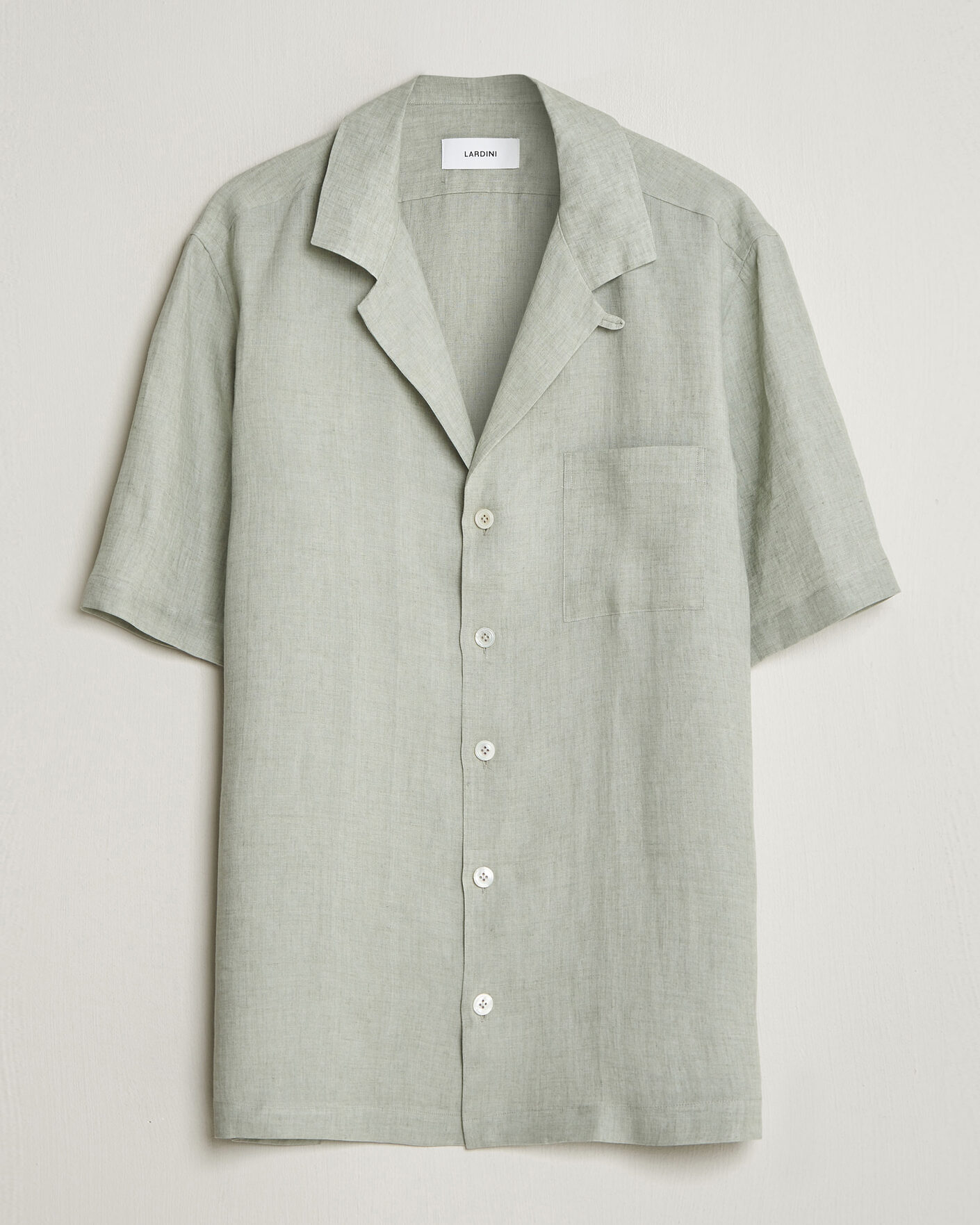 Heren | Overhemden | Lardini | Klop Short Sleeve Linen Resort Shirt Light Green