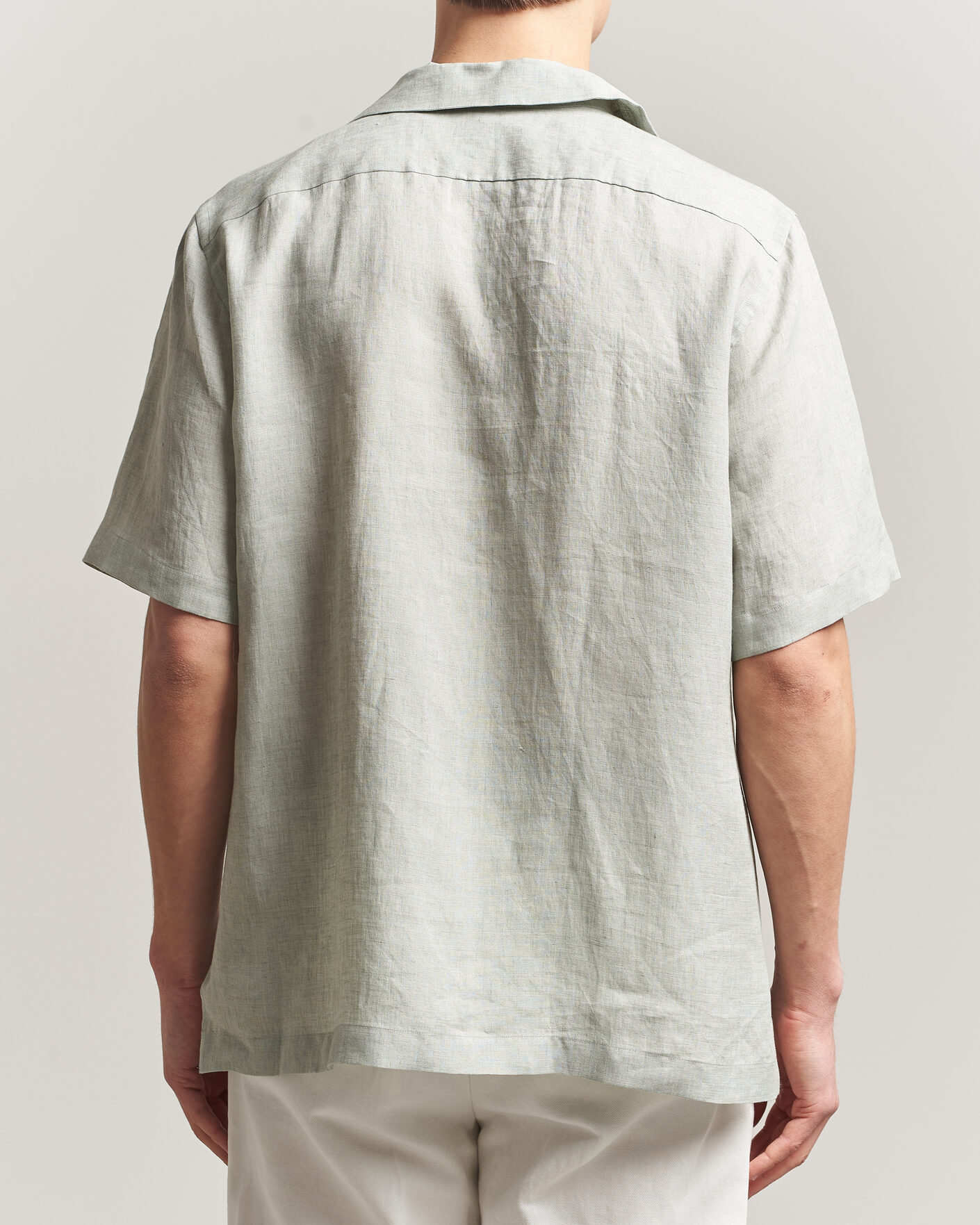 Heren | Overhemden | Lardini | Klop Short Sleeve Linen Resort Shirt Light Green