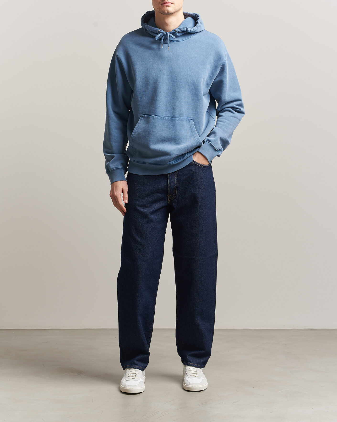 Heren | Truien | Colorful Standard | Classic Organic Hood Faded Indigo