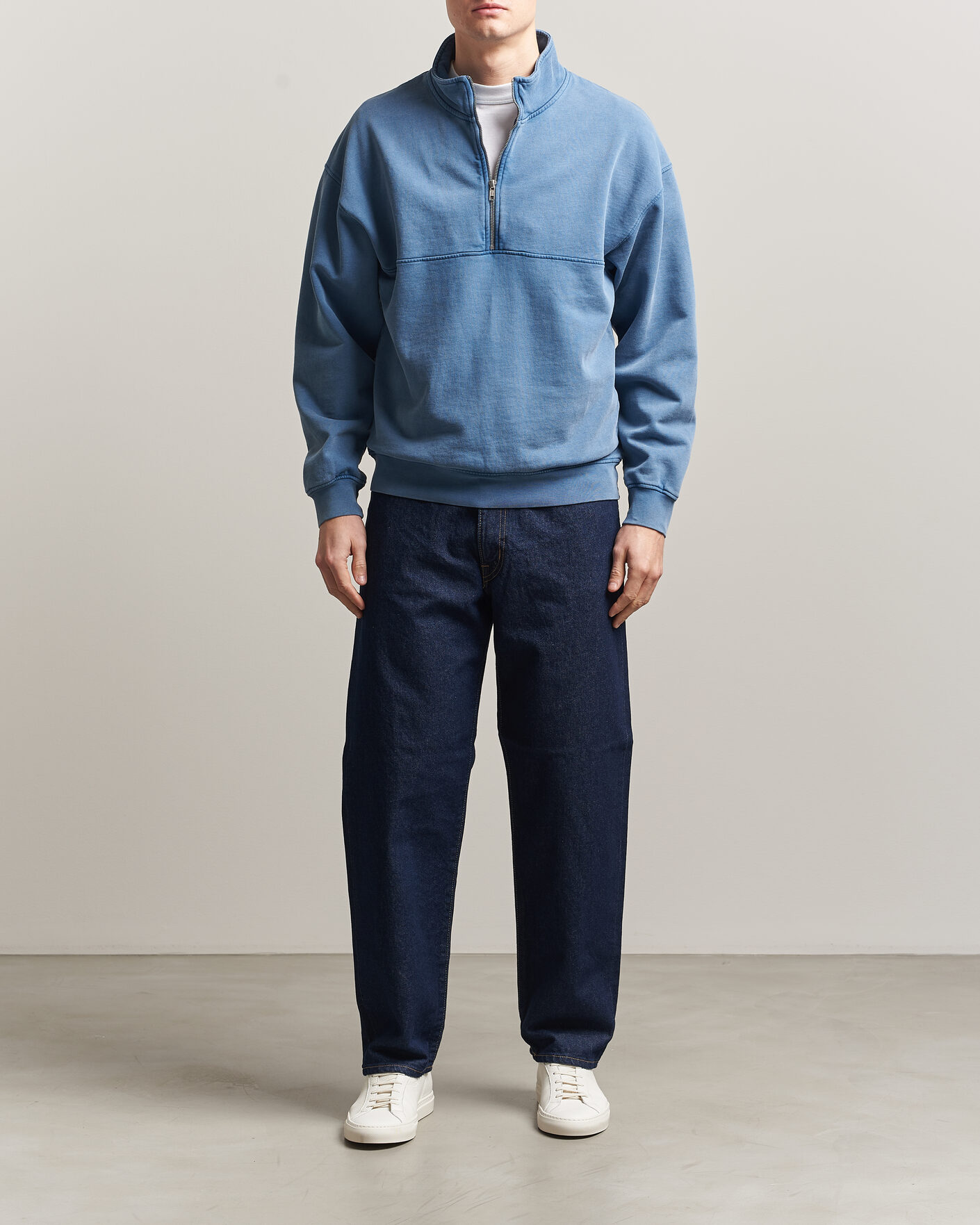 Heren | Truien | Colorful Standard | Classic Organic Half-Zip Faded Indigo
