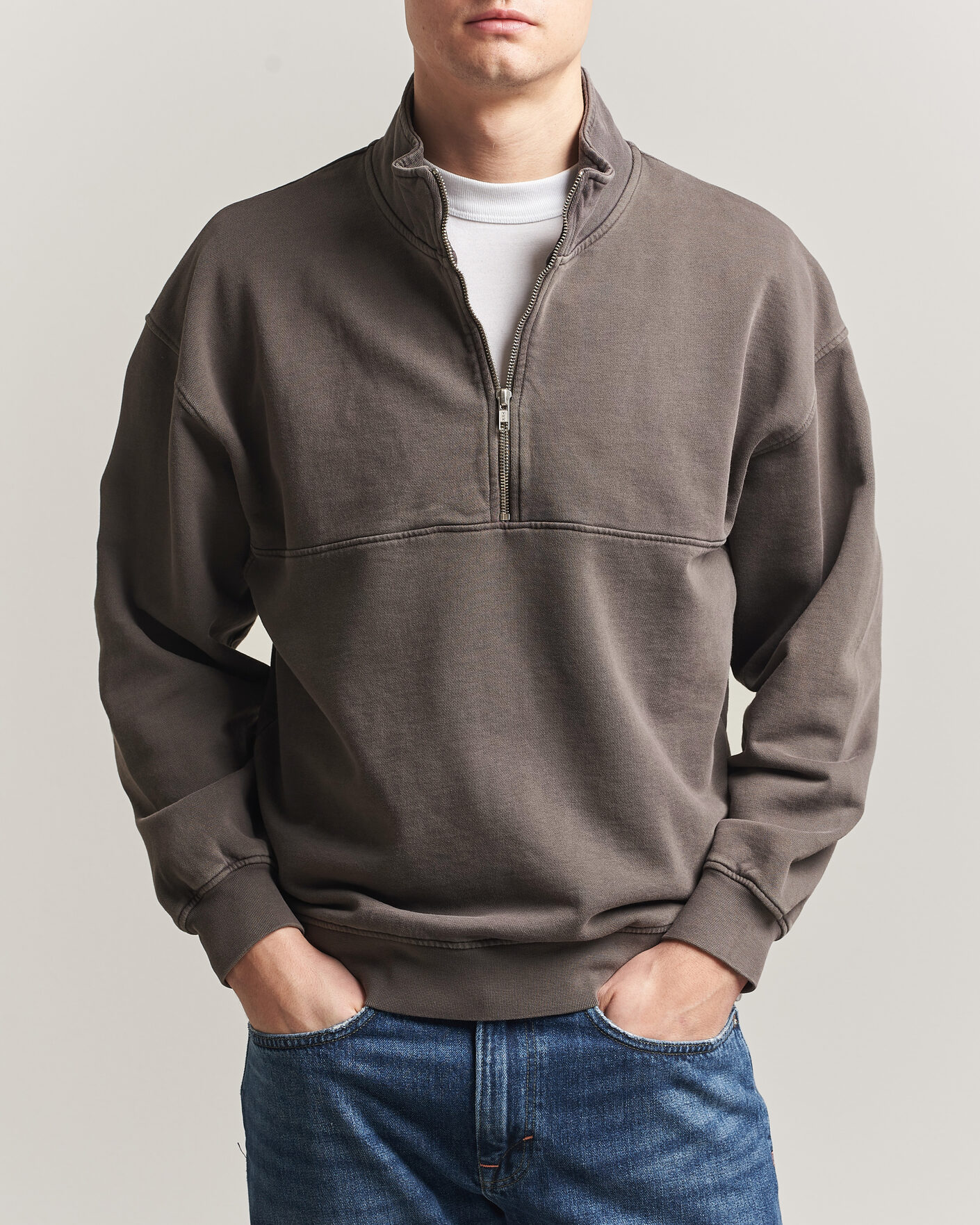 Heren | Truien | Colorful Standard | Classic Organic Half-Zip Faded Mud