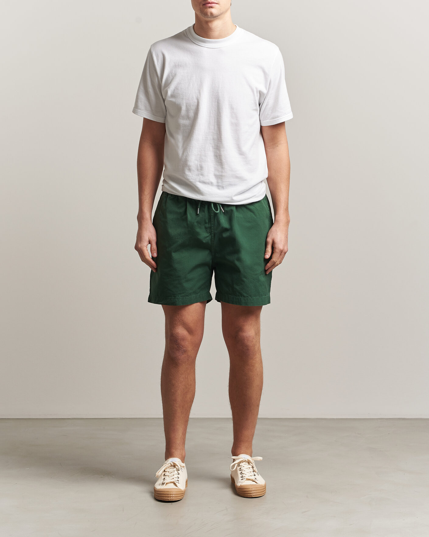 Heren | Korte broek | Colorful Standard | Classic Organic Twill Drawstring Shorts Emerald Green