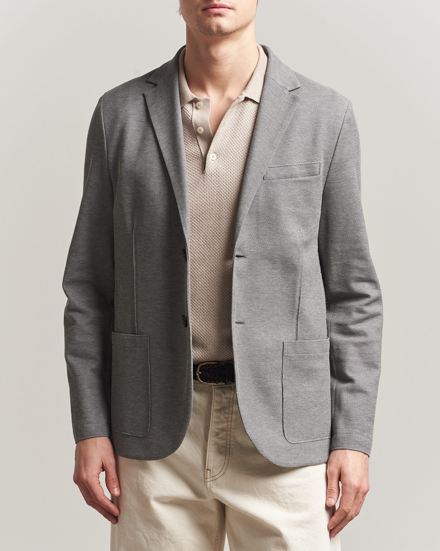 Heren | Blazers | Harris Wharf London | Loro Piana Honey Comb Blazer Light Grey