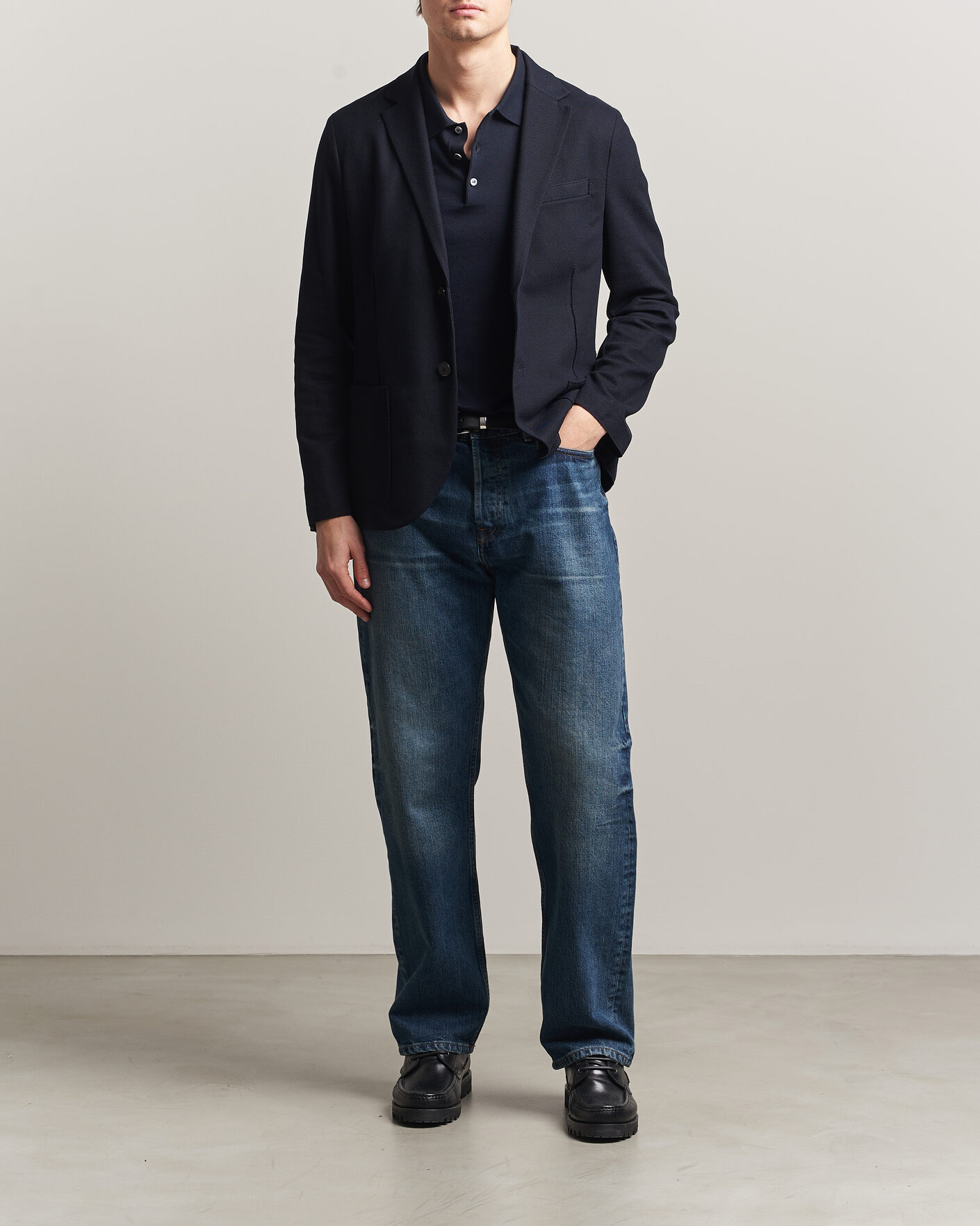 Heren | Blazers | Harris Wharf London | Loro Piana Honey Comb Blazer Navy Blue