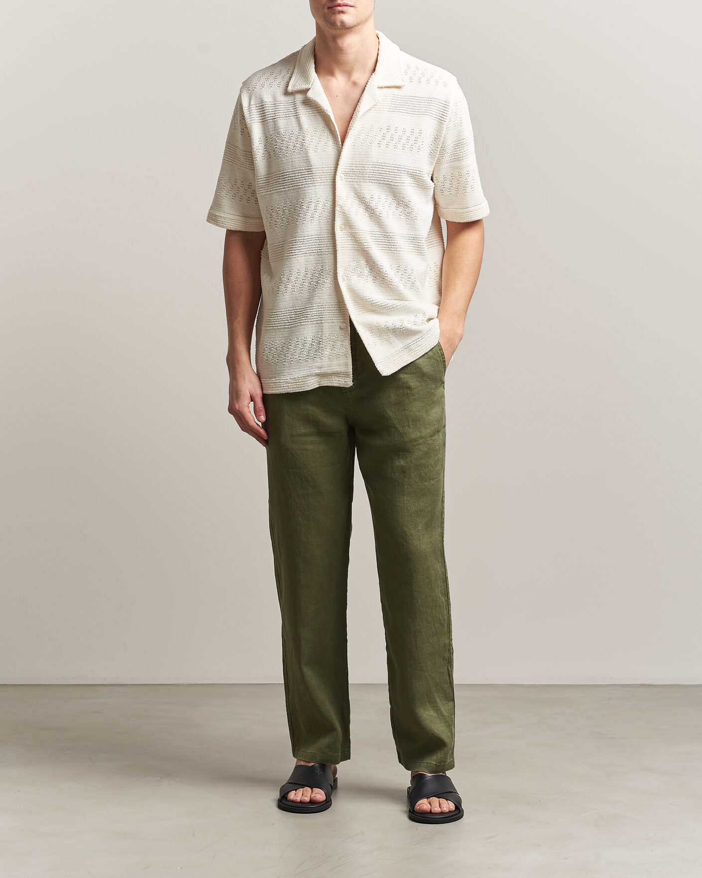 Heren | Broeken | Samsøe Samsøe | Jabari Linen Drawstring Trousers Burnt Olive