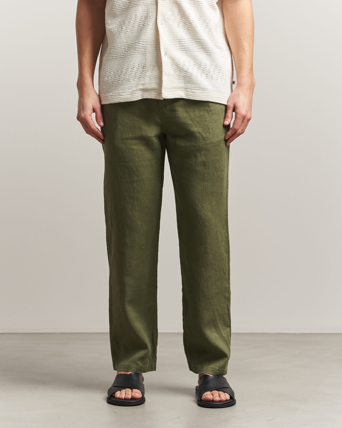 Heren | Broeken | Samsøe Samsøe | Jabari Linen Drawstring Trousers Burnt Olive