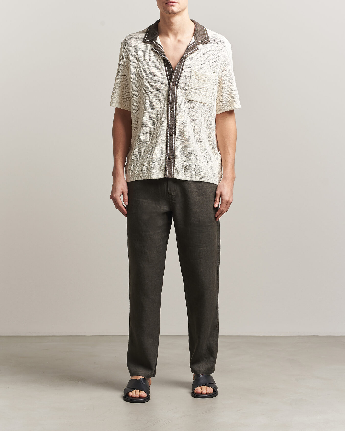 Heren | Broeken | Samsøe Samsøe | Jabari Linen Drawstring Trousers Black Olive