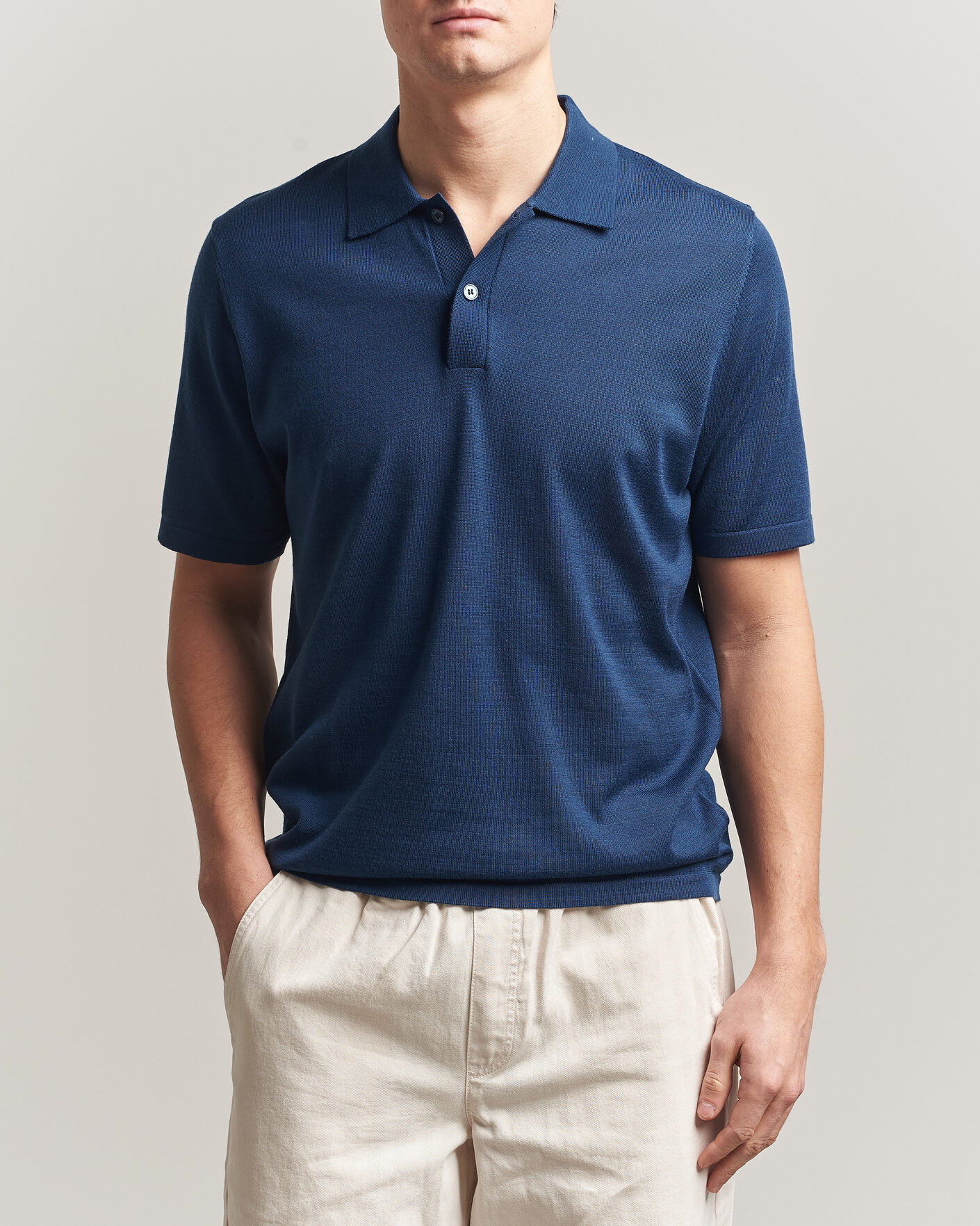 Heren | Polo's | Samsøe Samsøe | Rowan Knitted Polo Insignia Blue