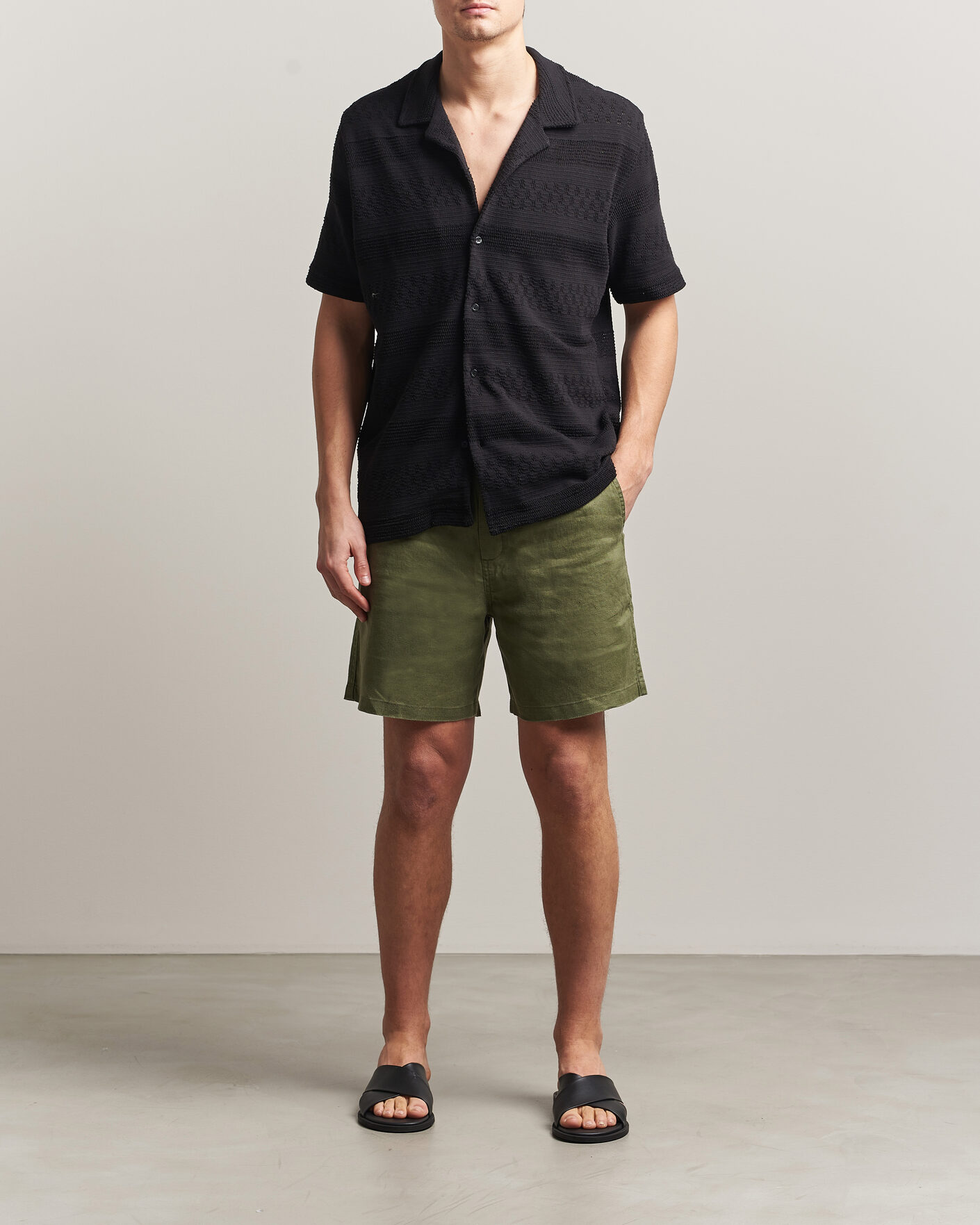 Heren | Korte broek | Samsøe Samsøe | Jabari Linen Drawstring Shorts Burnt Olive