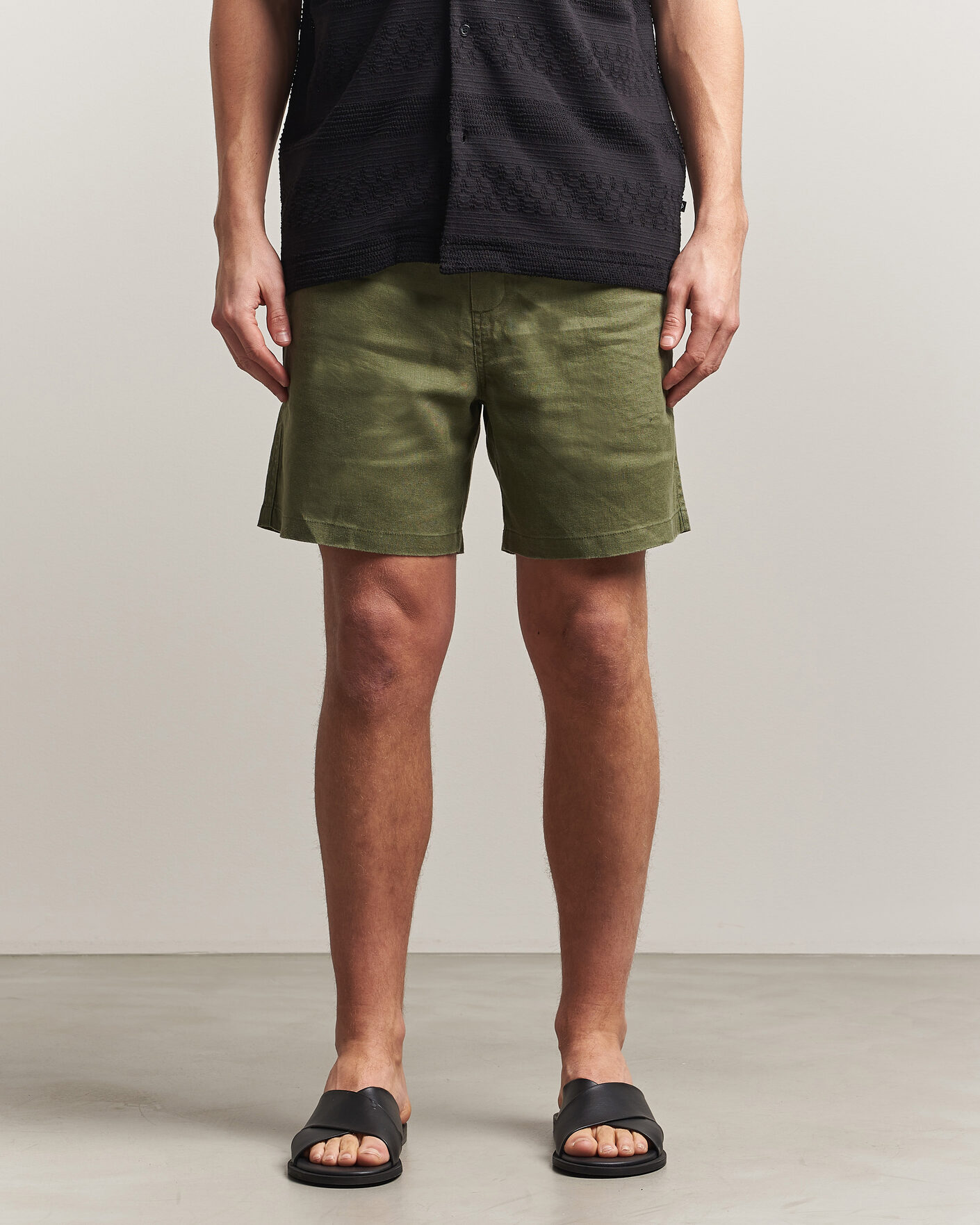 Heren | Korte broek | Samsøe Samsøe | Jabari Linen Drawstring Shorts Burnt Olive