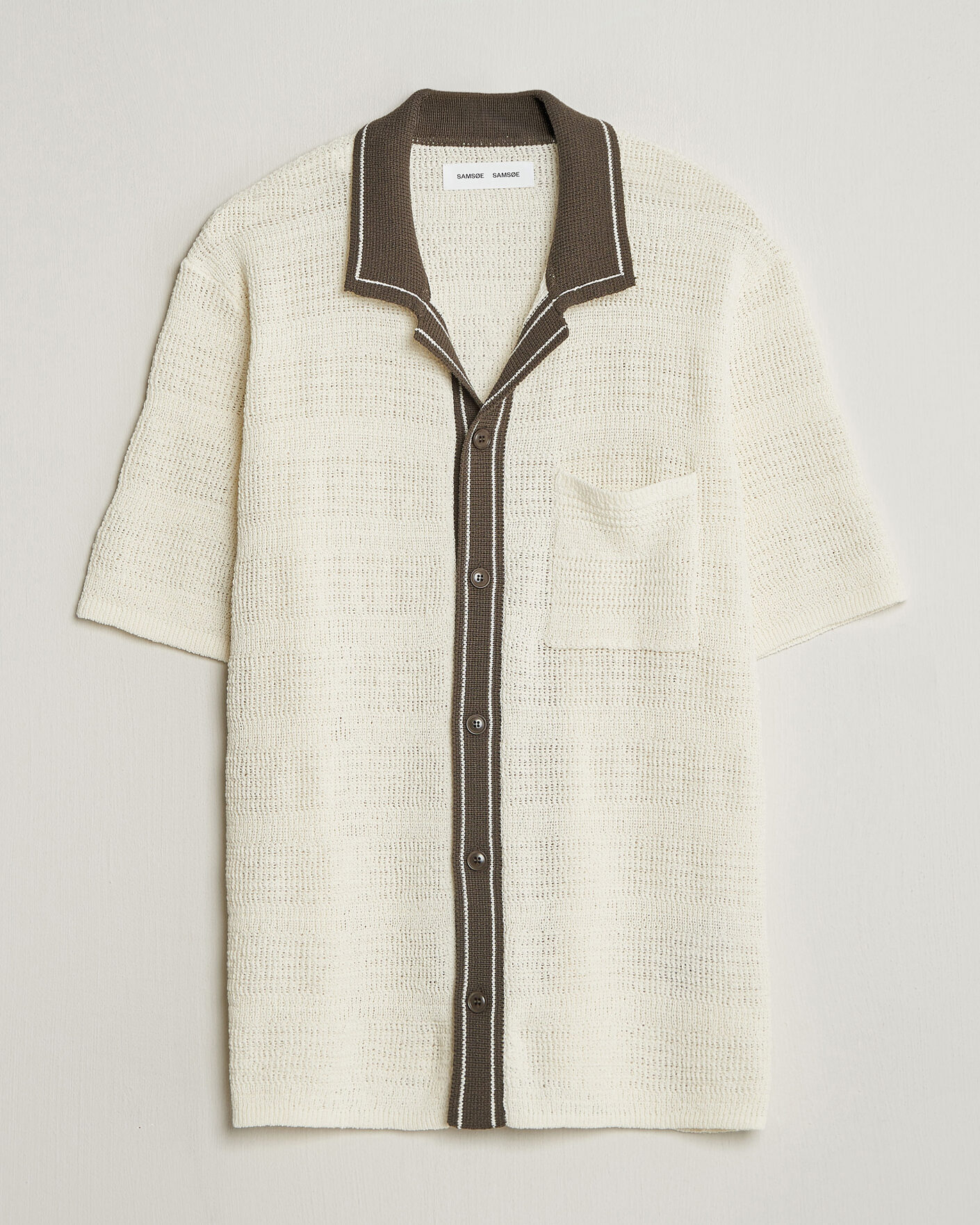 Heren | Overhemden | Samsøe Samsøe | Percy Knitted Short Sleeve Shirt Clear Cream