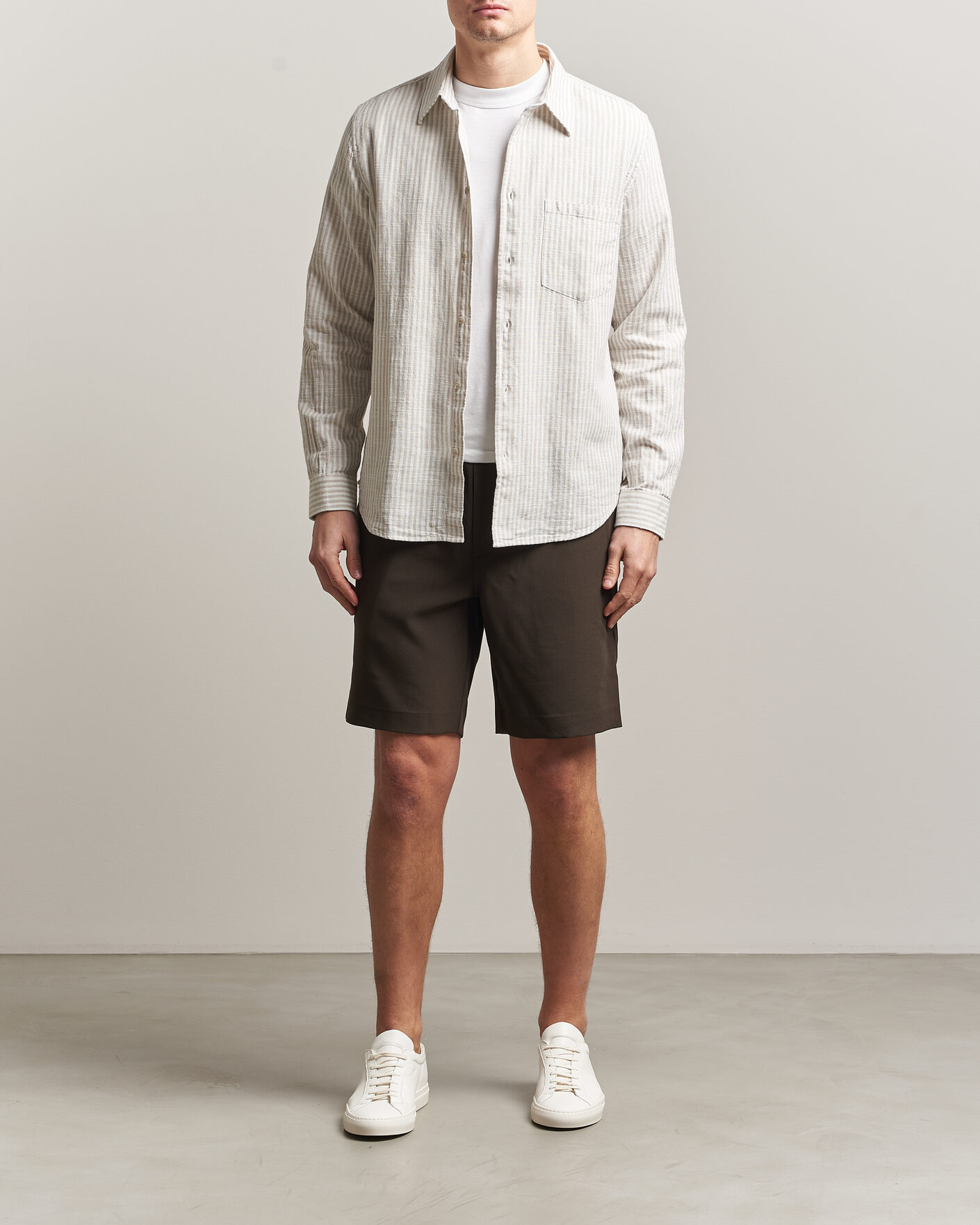 Heren | Overhemden | Samsøe Samsøe | Liam Cotton/Linen Striped Shirt Moonstruck