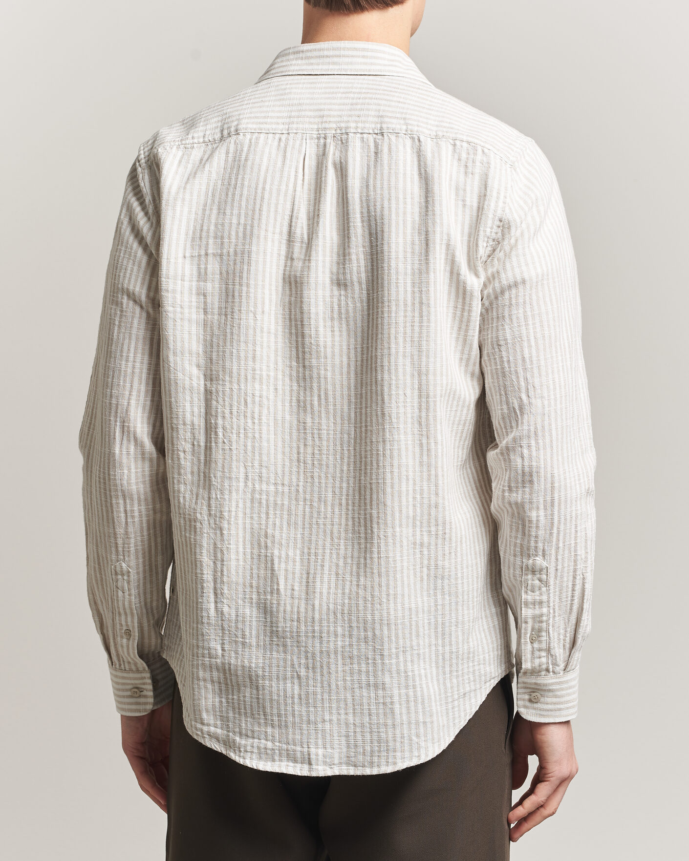 Heren | Overhemden | Samsøe Samsøe | Liam Cotton/Linen Striped Shirt Moonstruck