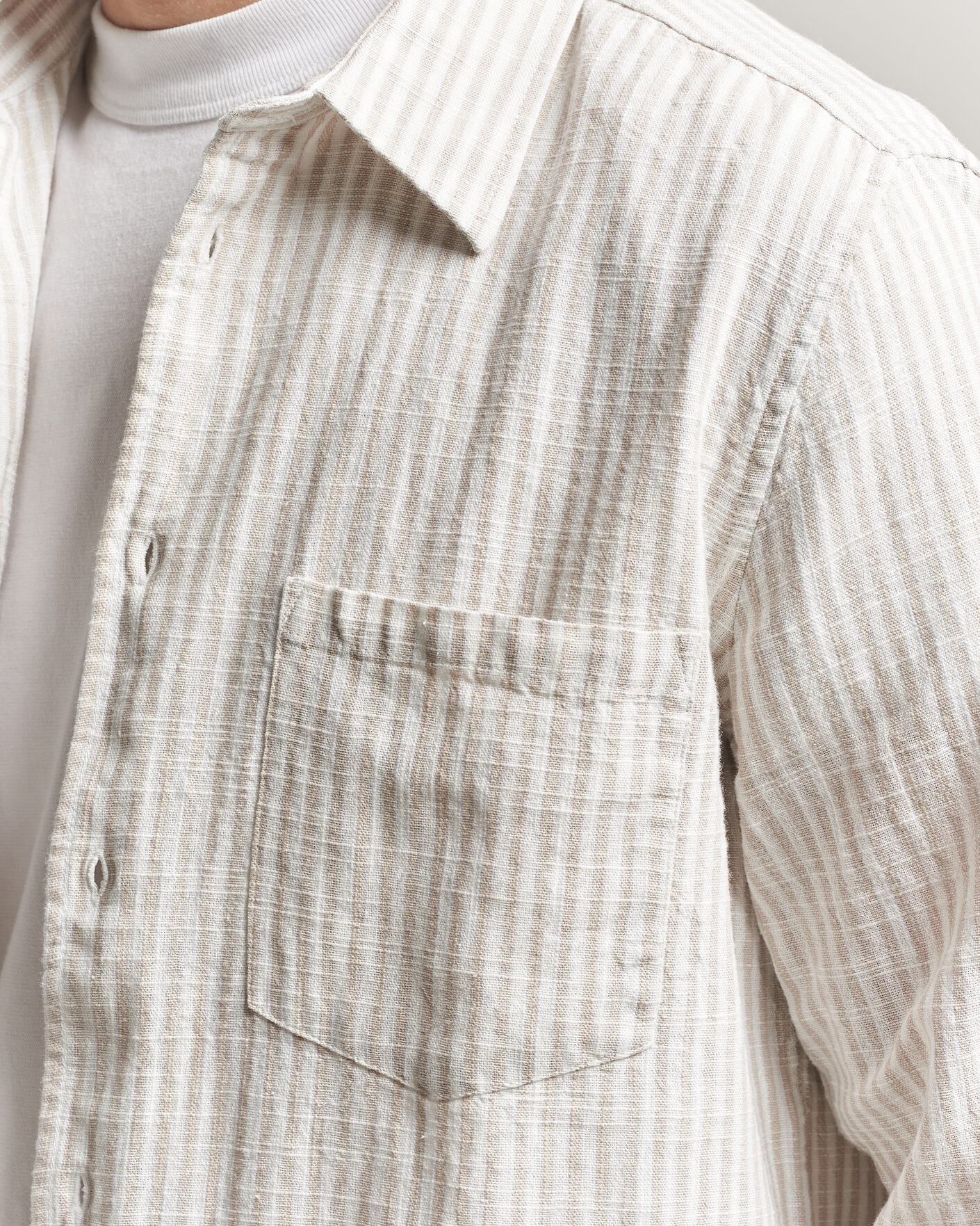 Heren | Overhemden | Samsøe Samsøe | Liam Cotton/Linen Striped Shirt Moonstruck