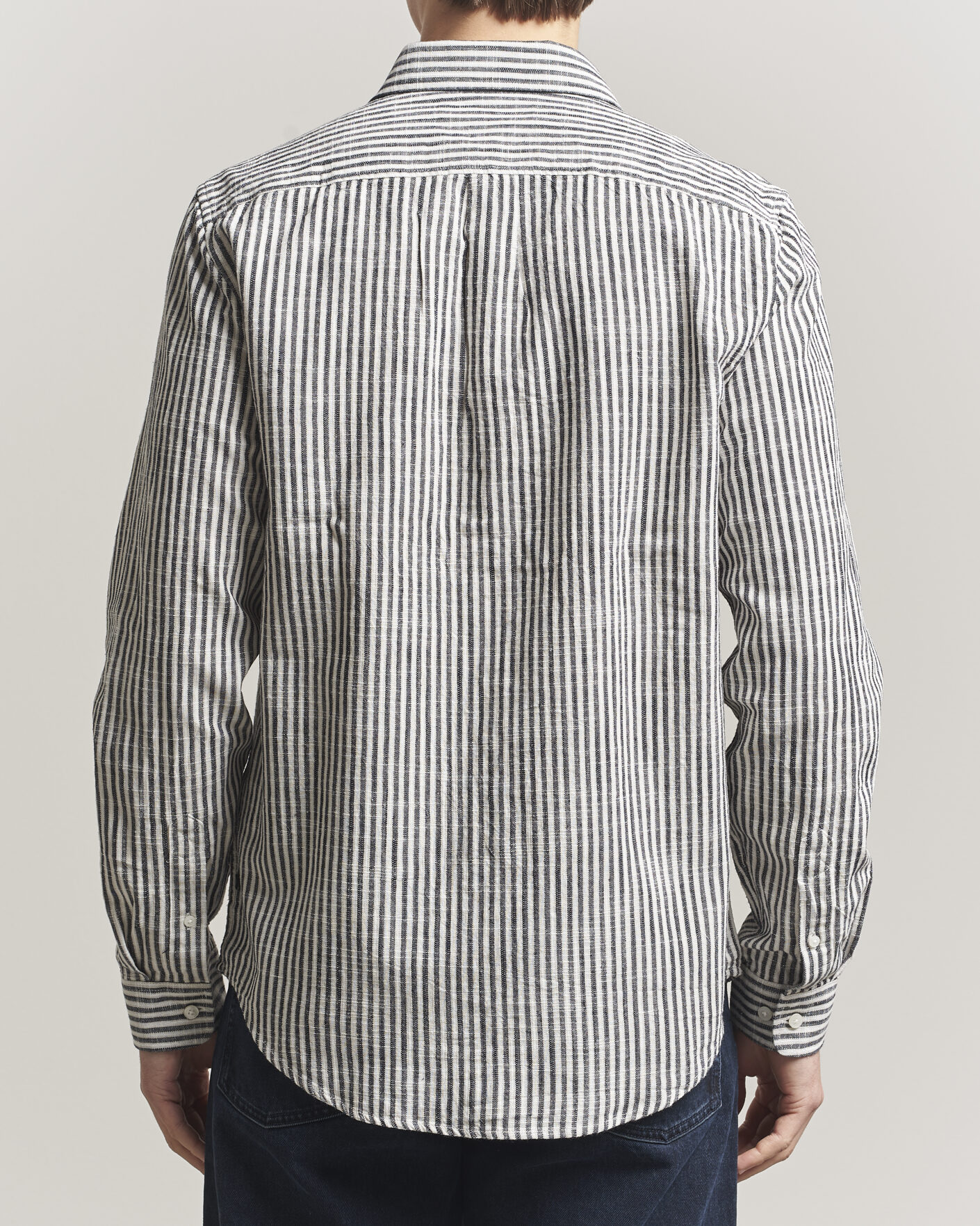 Heren | Overhemden | Samsøe Samsøe | Liam Cotton/Linen Striped Shirt Salute Navy