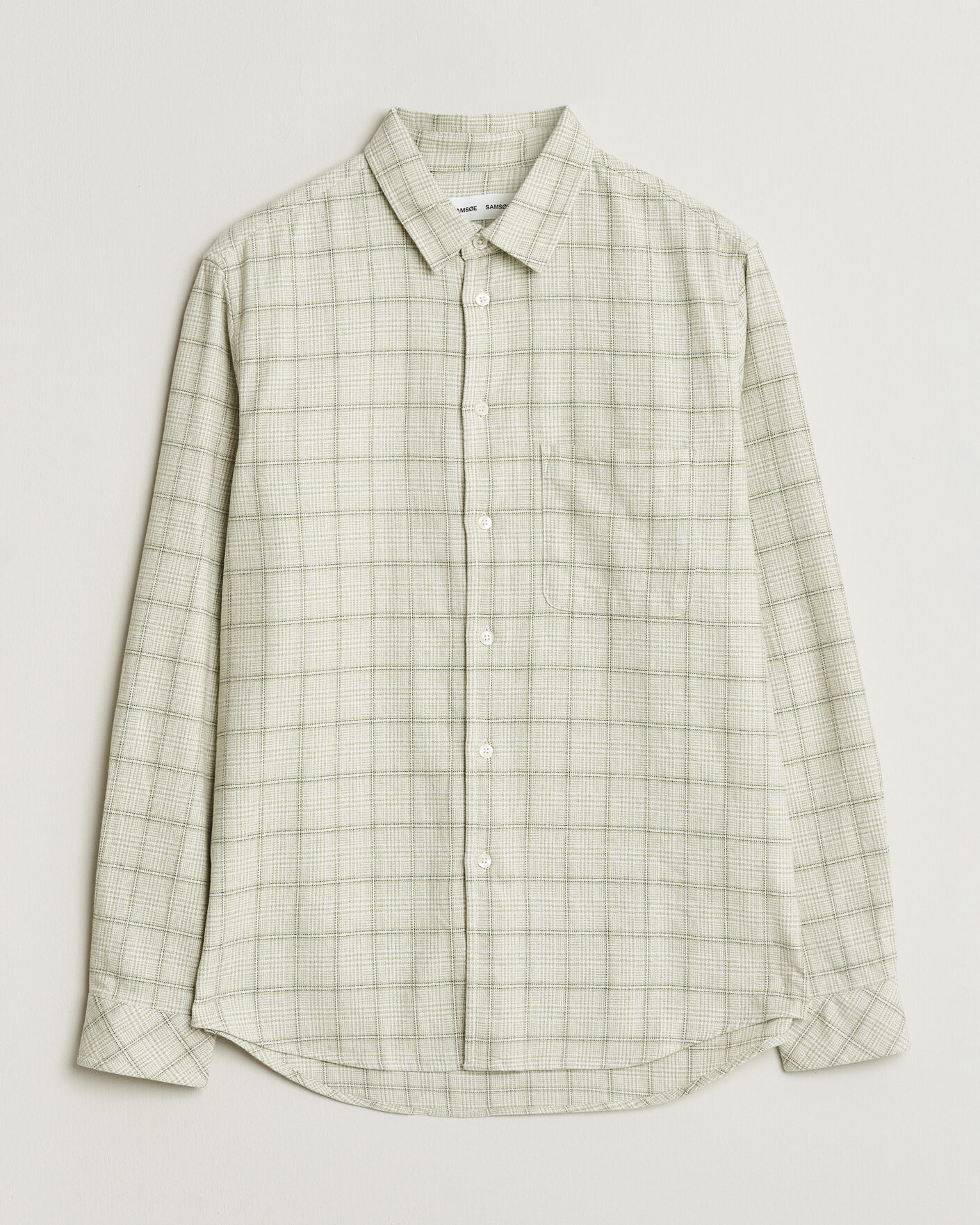 Heren | Overhemden | Samsøe Samsøe | Liam Checked Cotton Shirt Off White