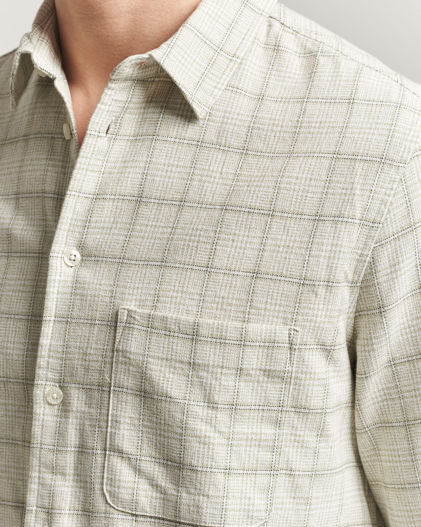 Heren | Overhemden | Samsøe Samsøe | Liam Checked Cotton Shirt Off White
