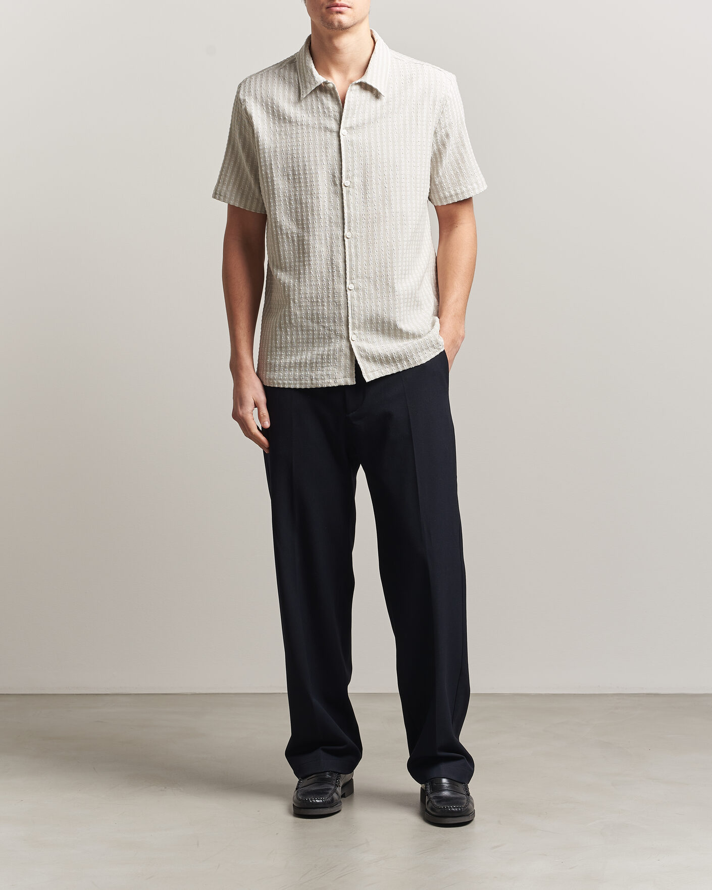 Heren | Overhemden | Samsøe Samsøe | Avan Structured Short Sleeve Shirt Moonstruck
