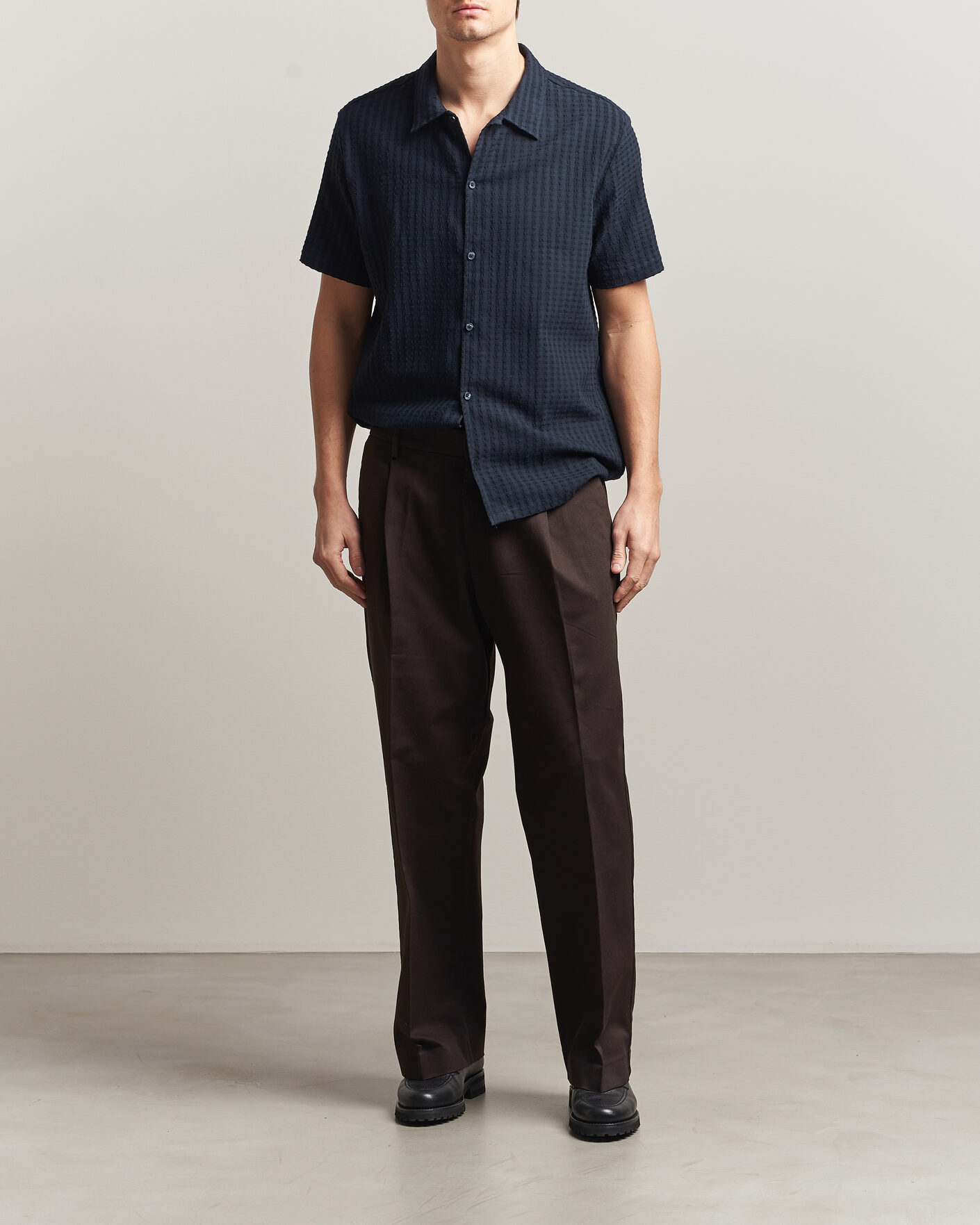 Heren | Overhemden | Samsøe Samsøe | Avan Structured Short Sleeve Shirt Salute Navy