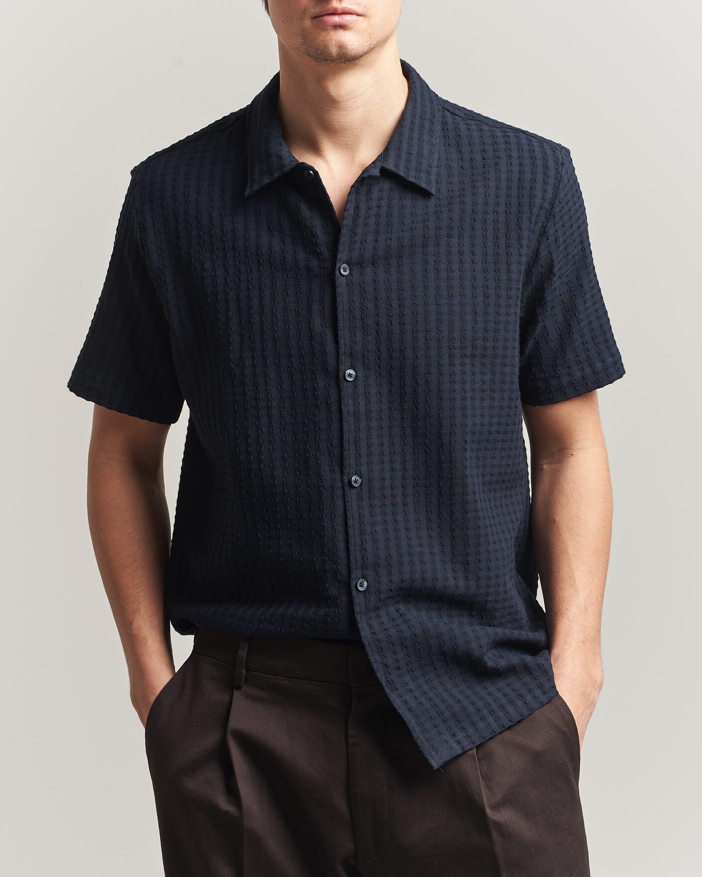 Heren | Overhemden | Samsøe Samsøe | Avan Structured Short Sleeve Shirt Salute Navy