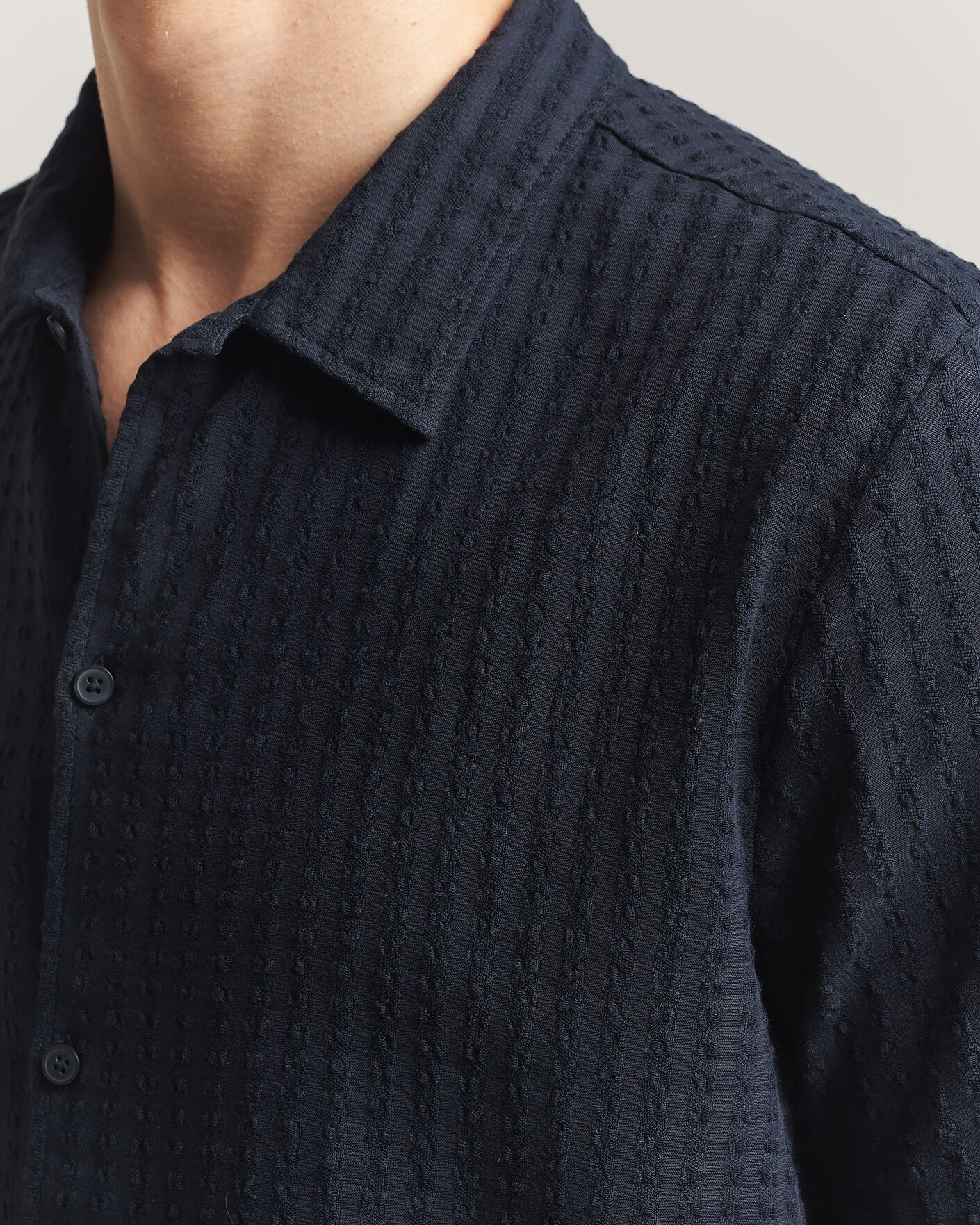 Heren | Overhemden | Samsøe Samsøe | Avan Structured Short Sleeve Shirt Salute Navy