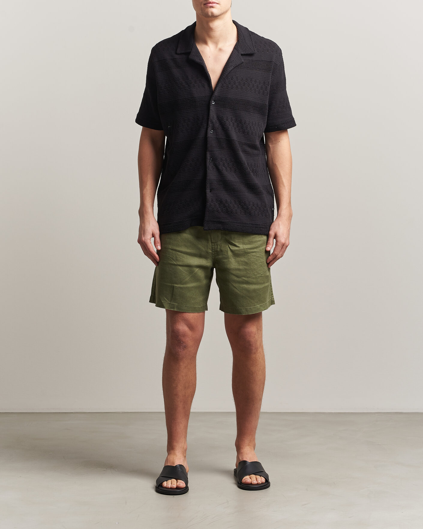 Heren | Overhemden | Samsøe Samsøe | Martin Knitted Short Sleeve Shirt Black