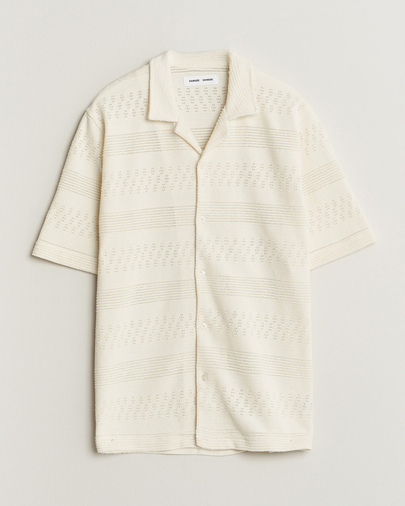 Heren | Overhemden | Samsøe Samsøe | Martin Knitted Short Sleeve Shirt Clear Cream