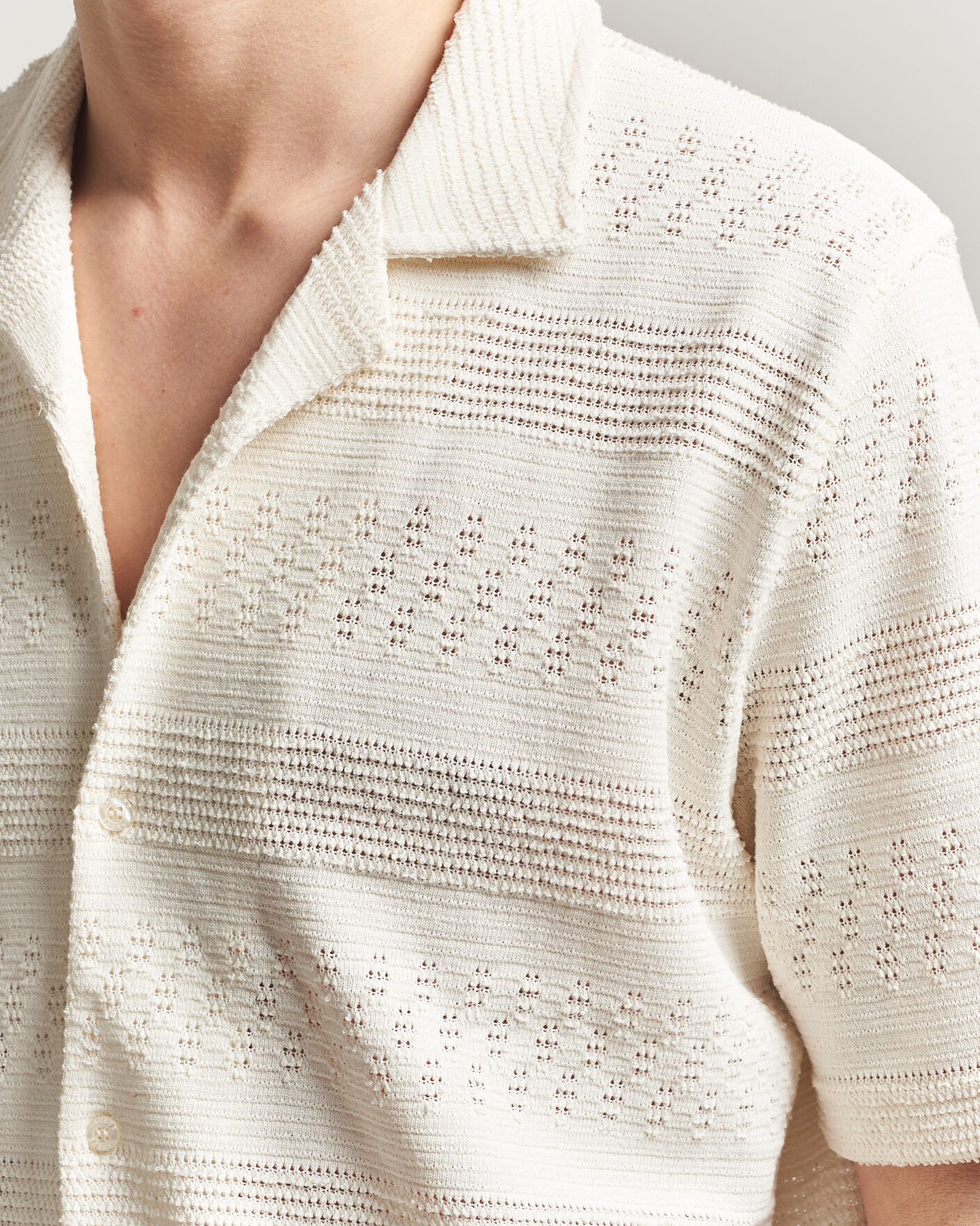 Heren | Overhemden | Samsøe Samsøe | Martin Knitted Short Sleeve Shirt Clear Cream