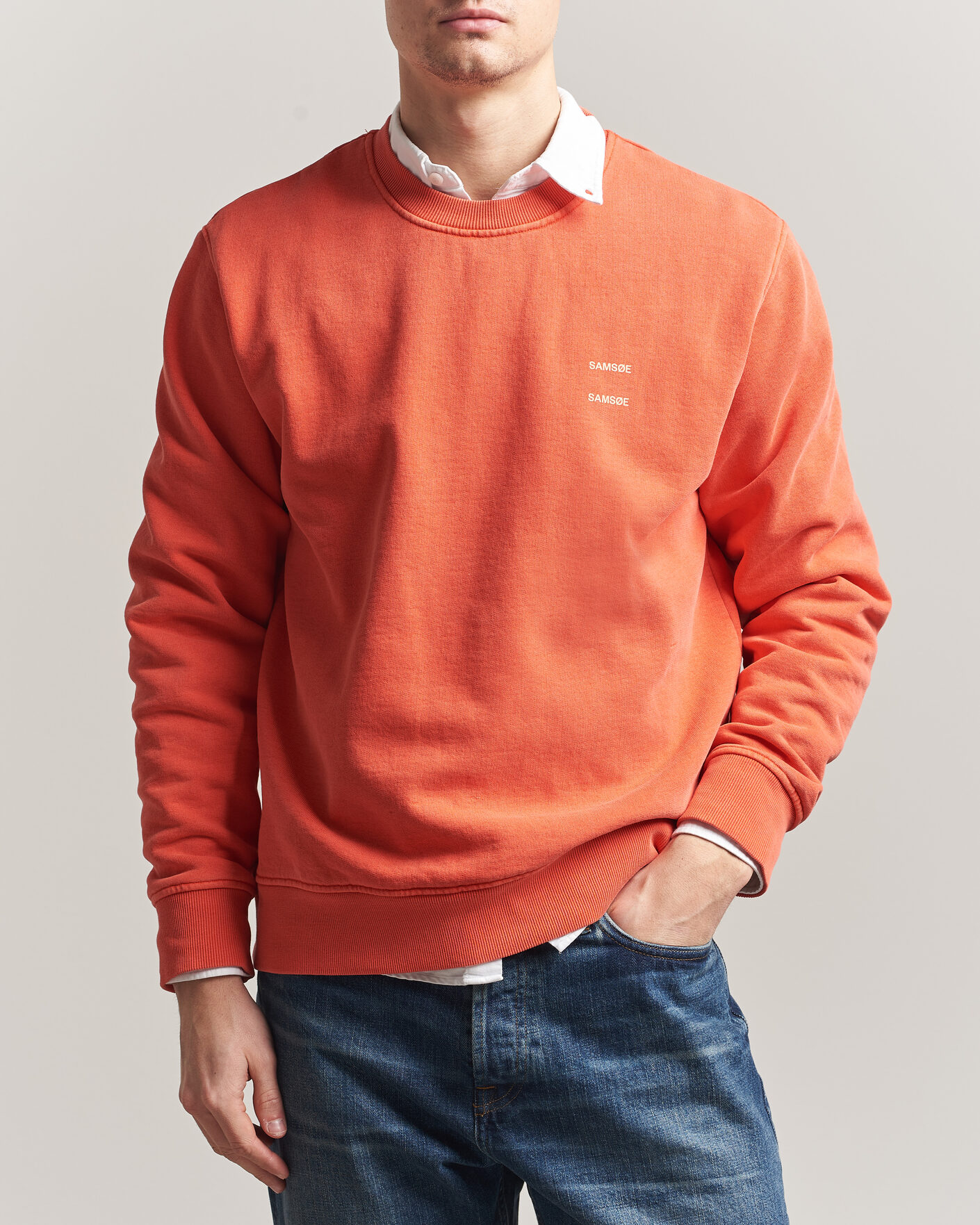 Heren | Truien | Samsøe Samsøe | Joel Washed Organic Cotton Sweatshirt Aurora Red