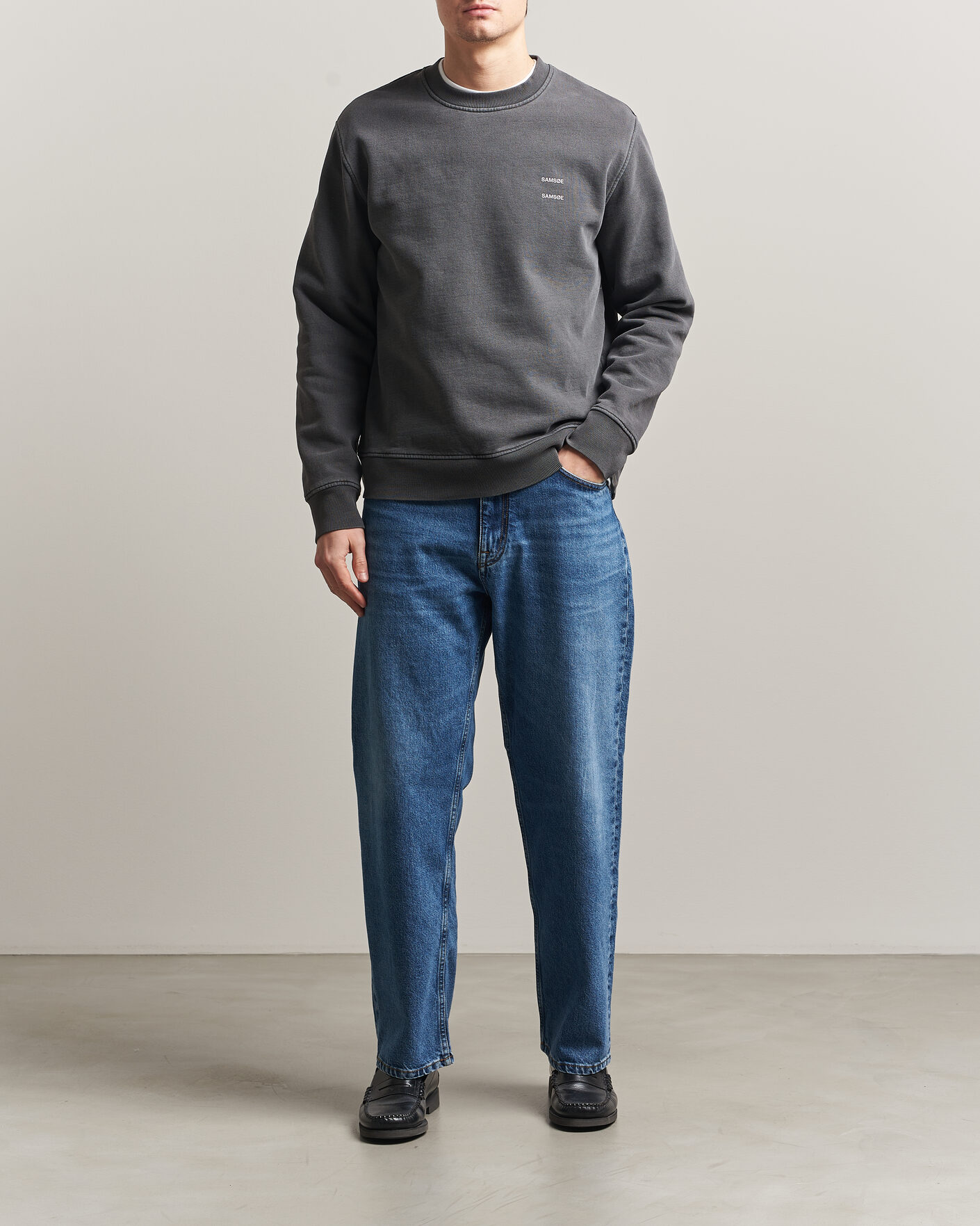 Heren | Truien | Samsøe Samsøe | Joel Washed Organic Cotton Sweatshirt Black