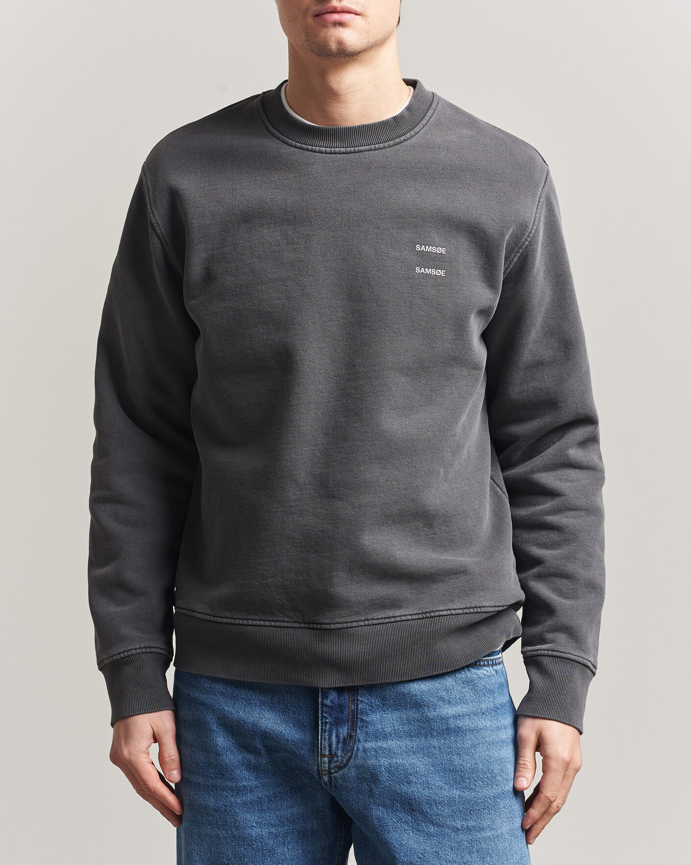 Heren | Truien | Samsøe Samsøe | Joel Washed Organic Cotton Sweatshirt Black