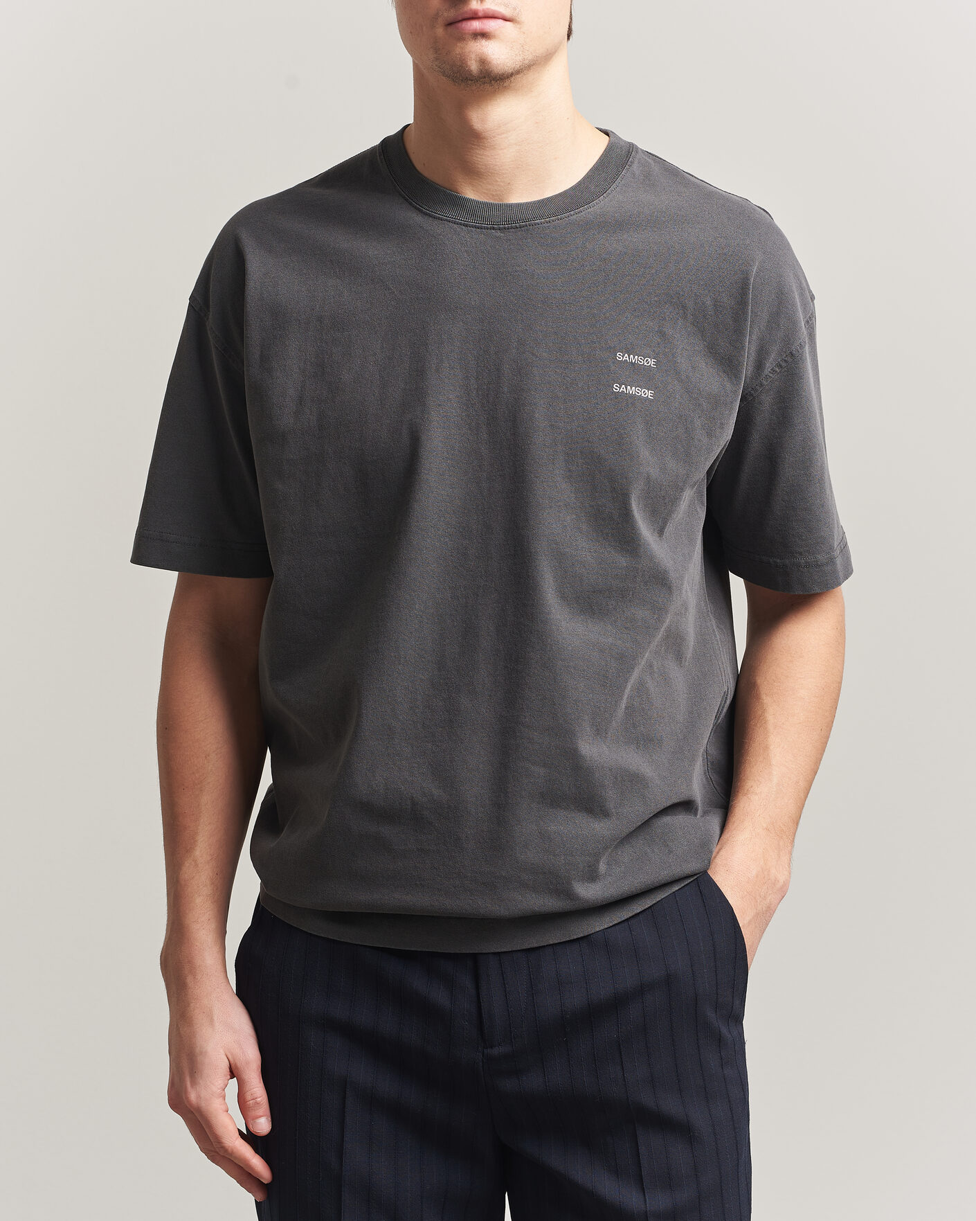 Heren | T-shirts | Samsøe Samsøe | Joel Washed Organic Cotton T-Shirt Black