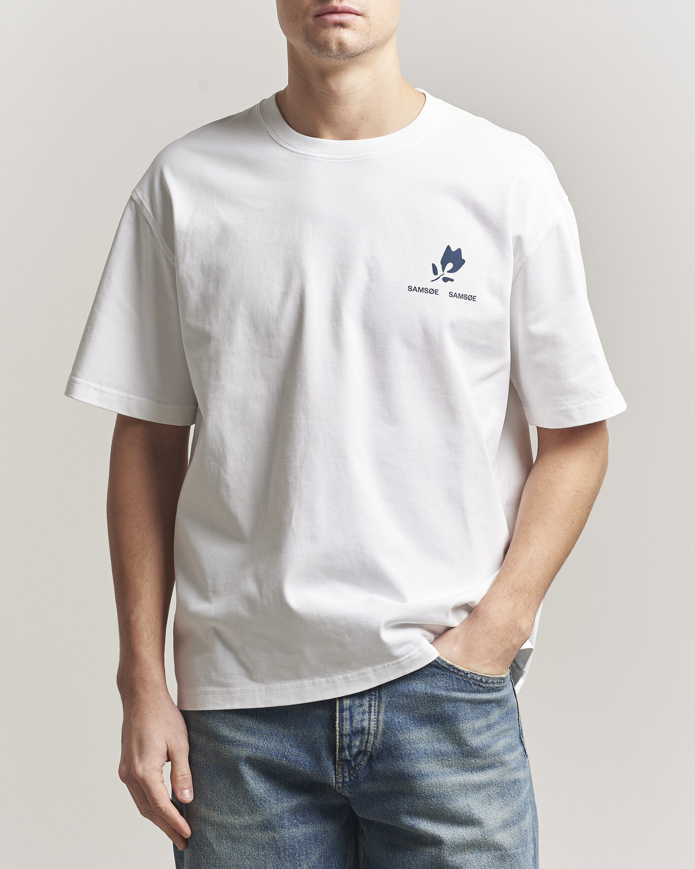 Heren | T-shirts | Samsøe Samsøe | Cohen Printed Crew Neck T-Shirt White