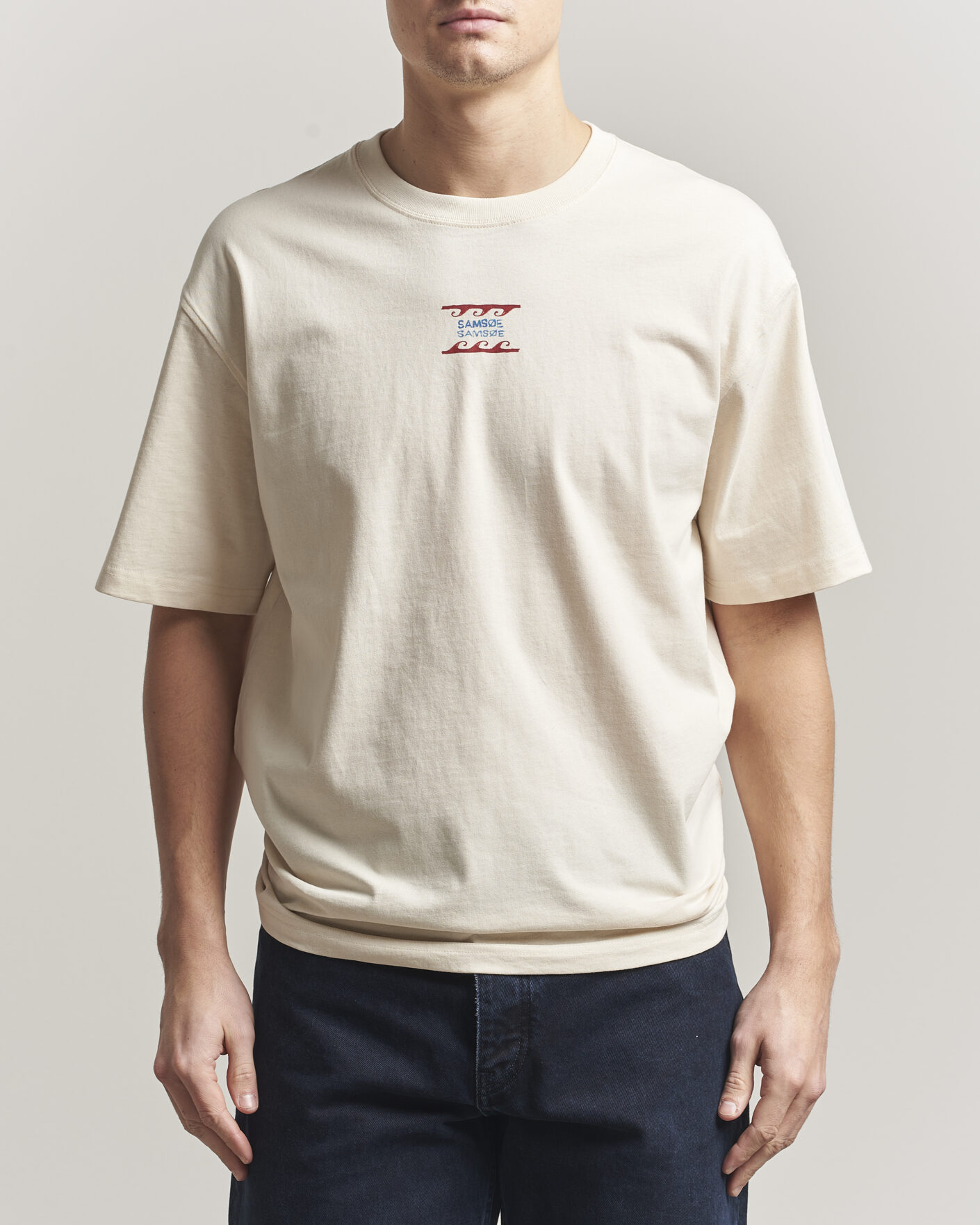Heren | T-shirts | Samsøe Samsøe | Gergei Printed Crew Neck T-Shirt Neutral