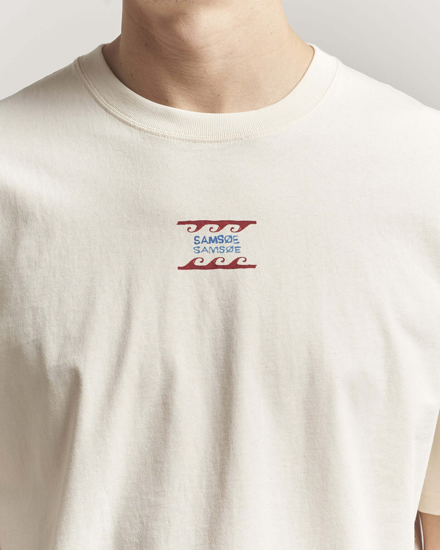 Heren | T-shirts | Samsøe Samsøe | Gergei Printed Crew Neck T-Shirt Neutral