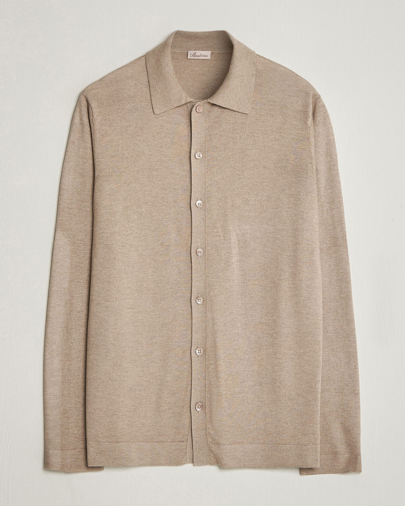Heren | Truien | Stenströms | Silk/Cashmere Cardigan Taupe
