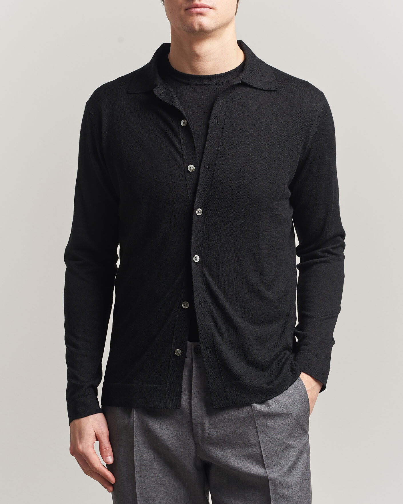 Heren | Truien | Stenströms | Silk/Cashmere Cardigan Black
