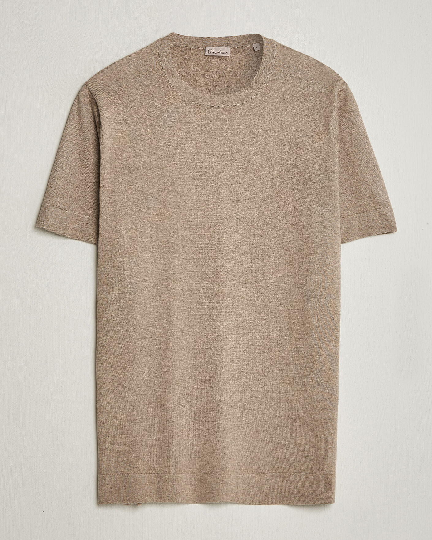 Heren | T-shirts | Stenströms | Silk/Cashmere T-Shirt Taupe