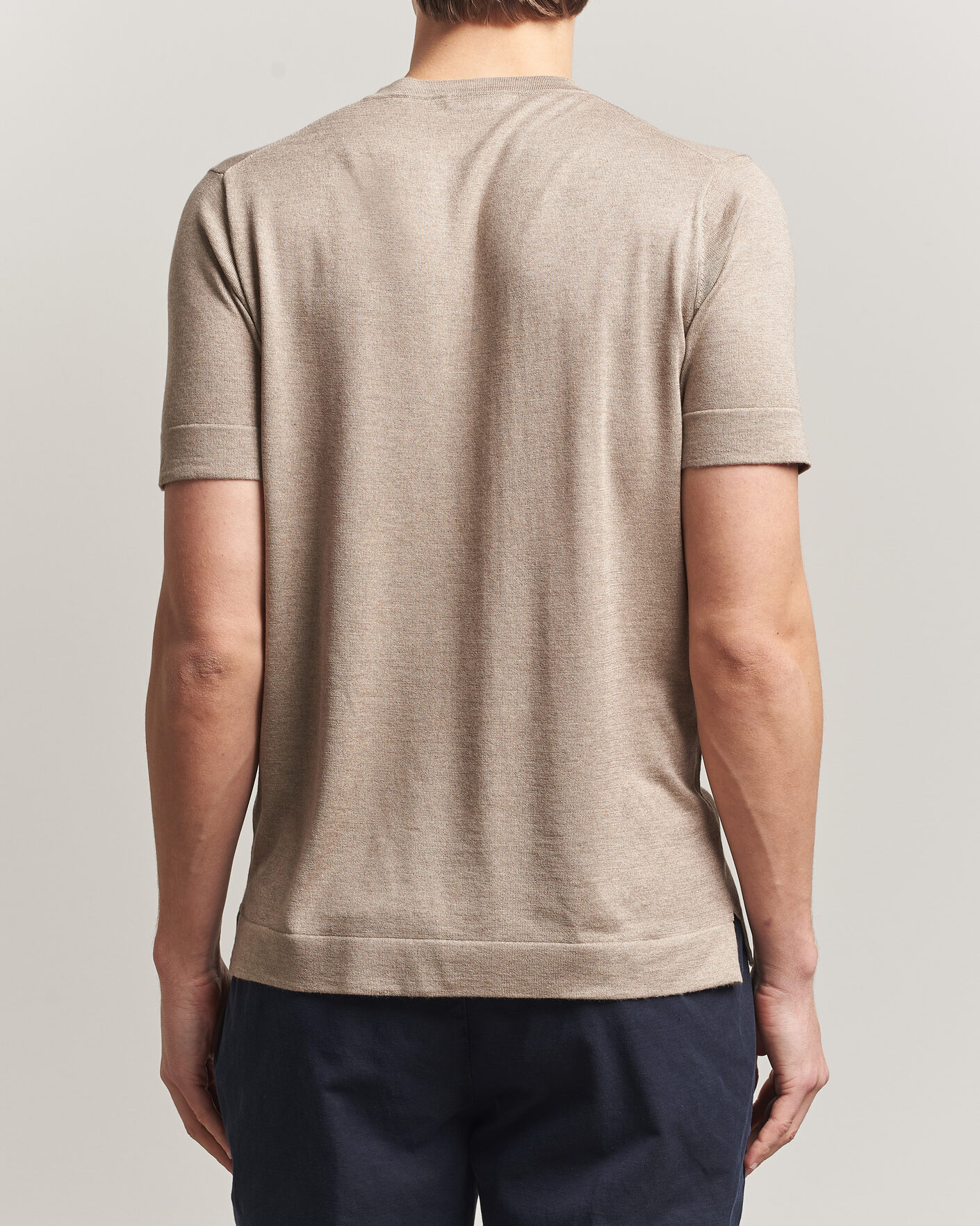 Heren | T-shirts | Stenströms | Silk/Cashmere T-Shirt Taupe