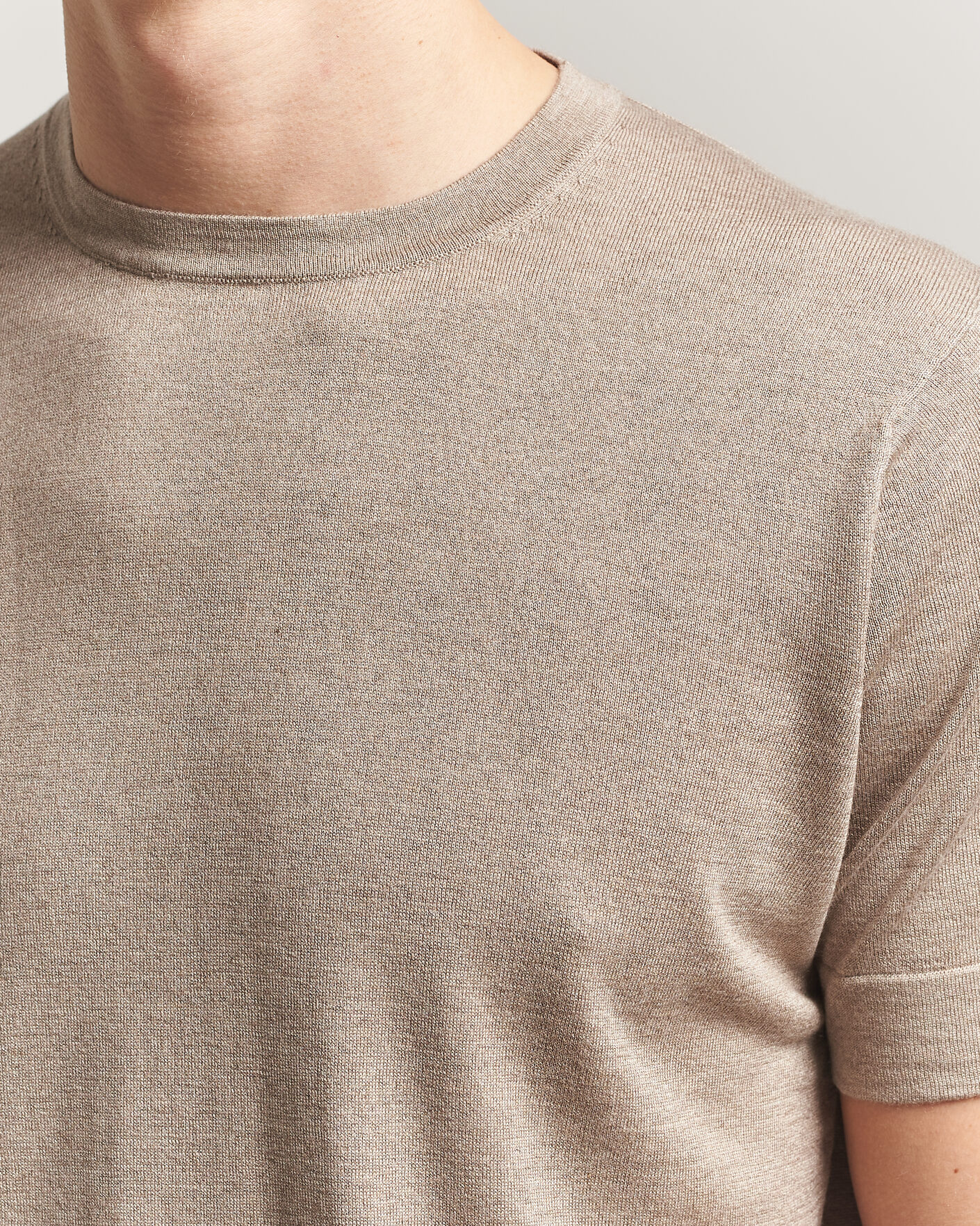 Heren | T-shirts | Stenströms | Silk/Cashmere T-Shirt Taupe