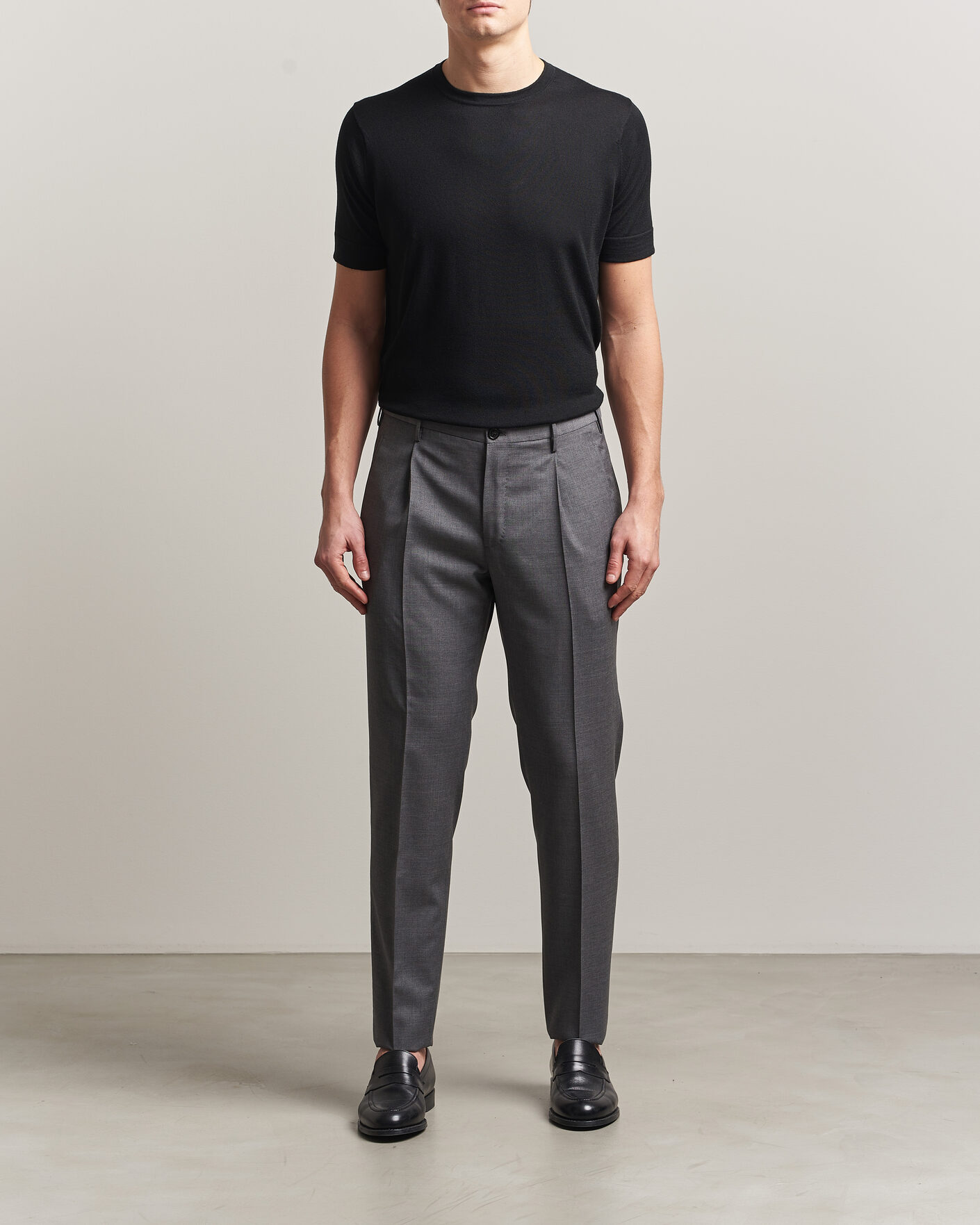 Heren | T-shirts | Stenströms | Silk/Cashmere T-Shirt Black