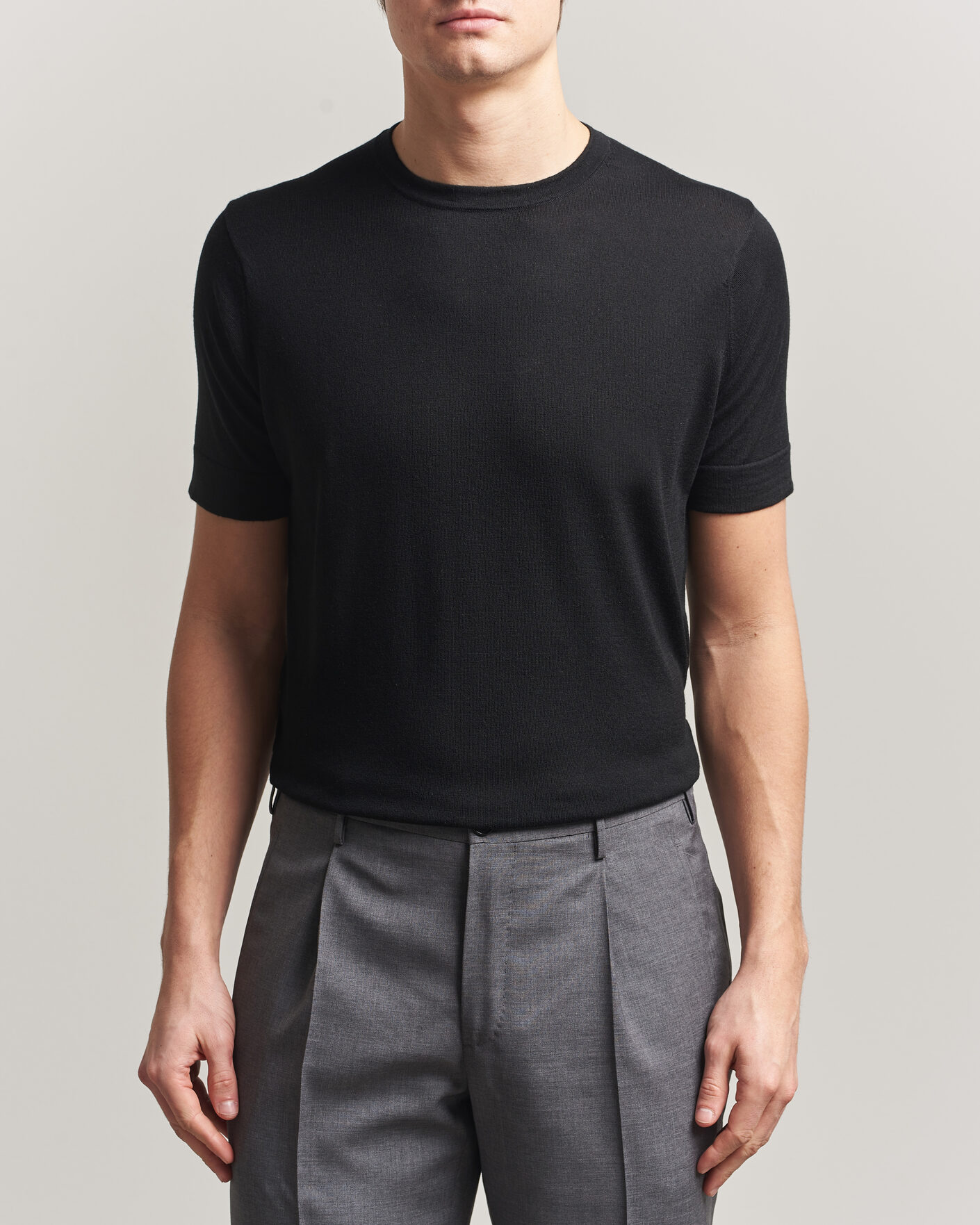 Heren | T-shirts | Stenströms | Silk/Cashmere T-Shirt Black