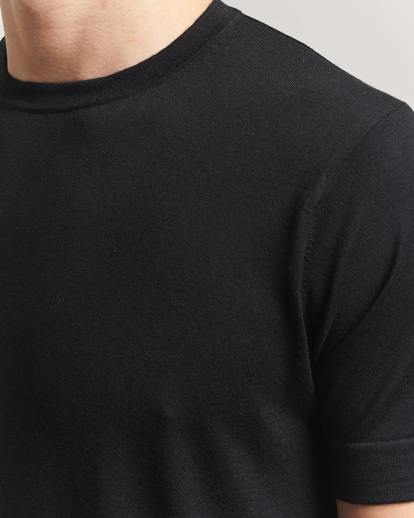 Heren | T-shirts | Stenströms | Silk/Cashmere T-Shirt Black