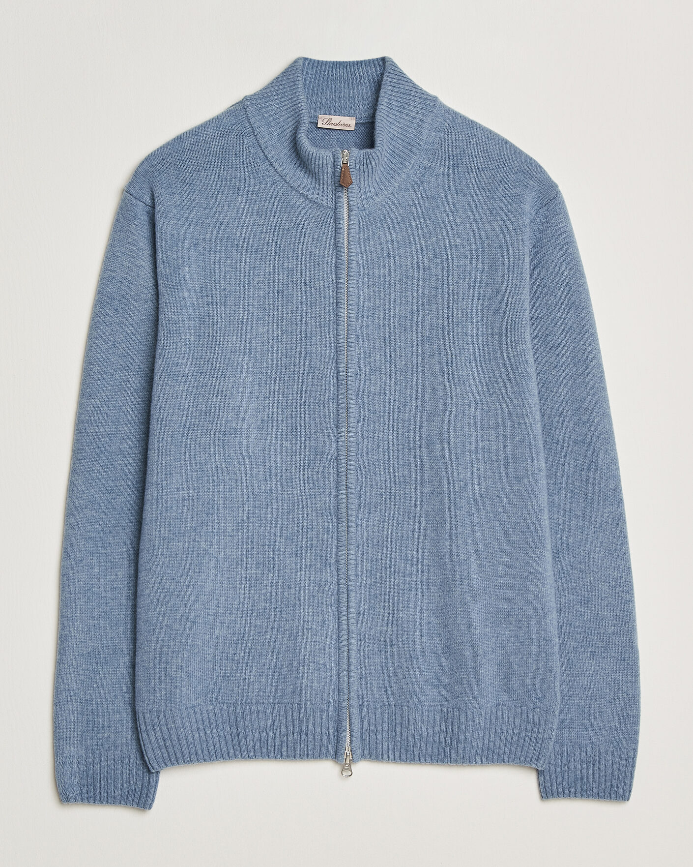 Heren | Truien | Stenströms | Brushed Merino Full Zip Light Blue