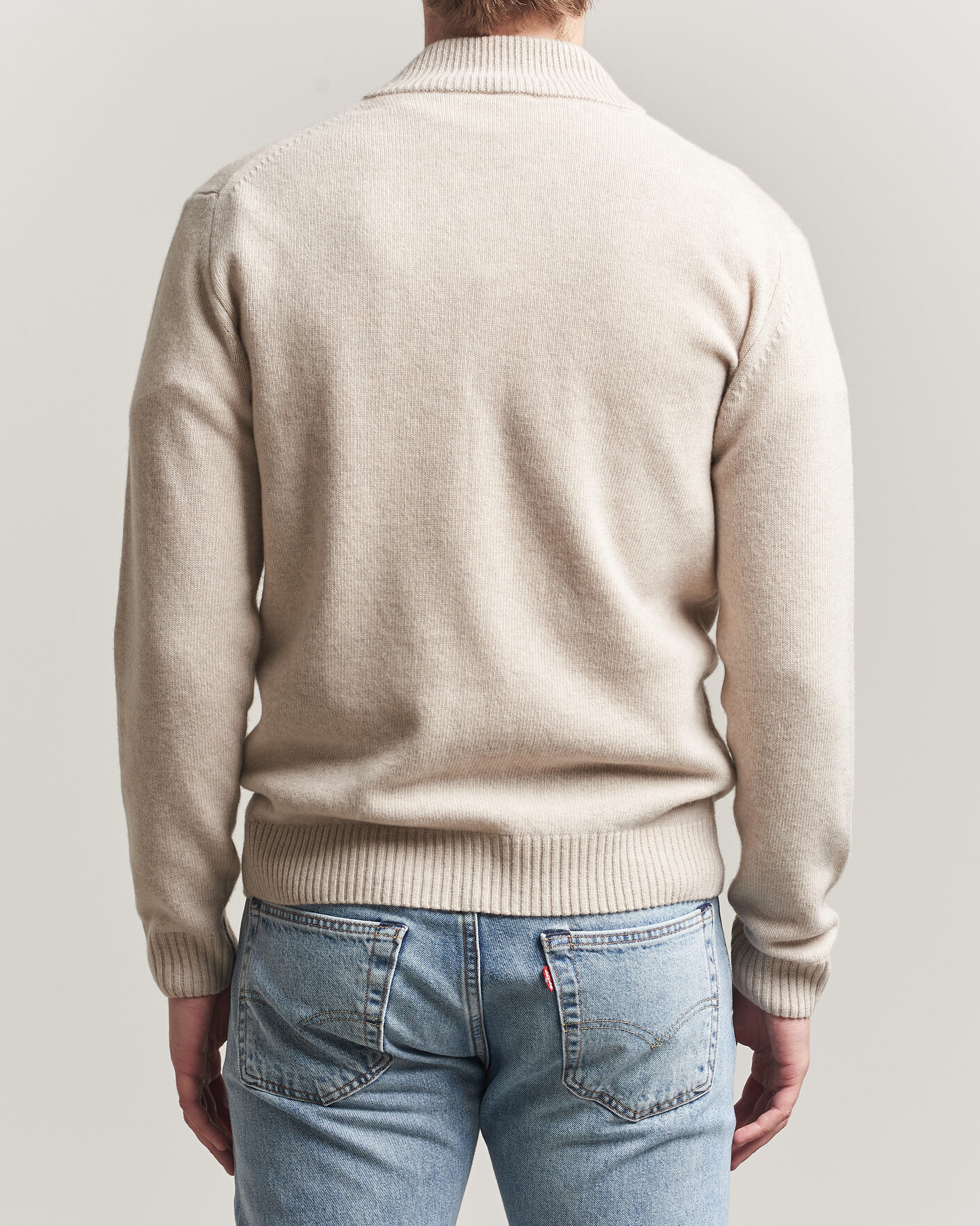 Heren | Truien | Stenströms | Brushed Merino Full Zip Beige